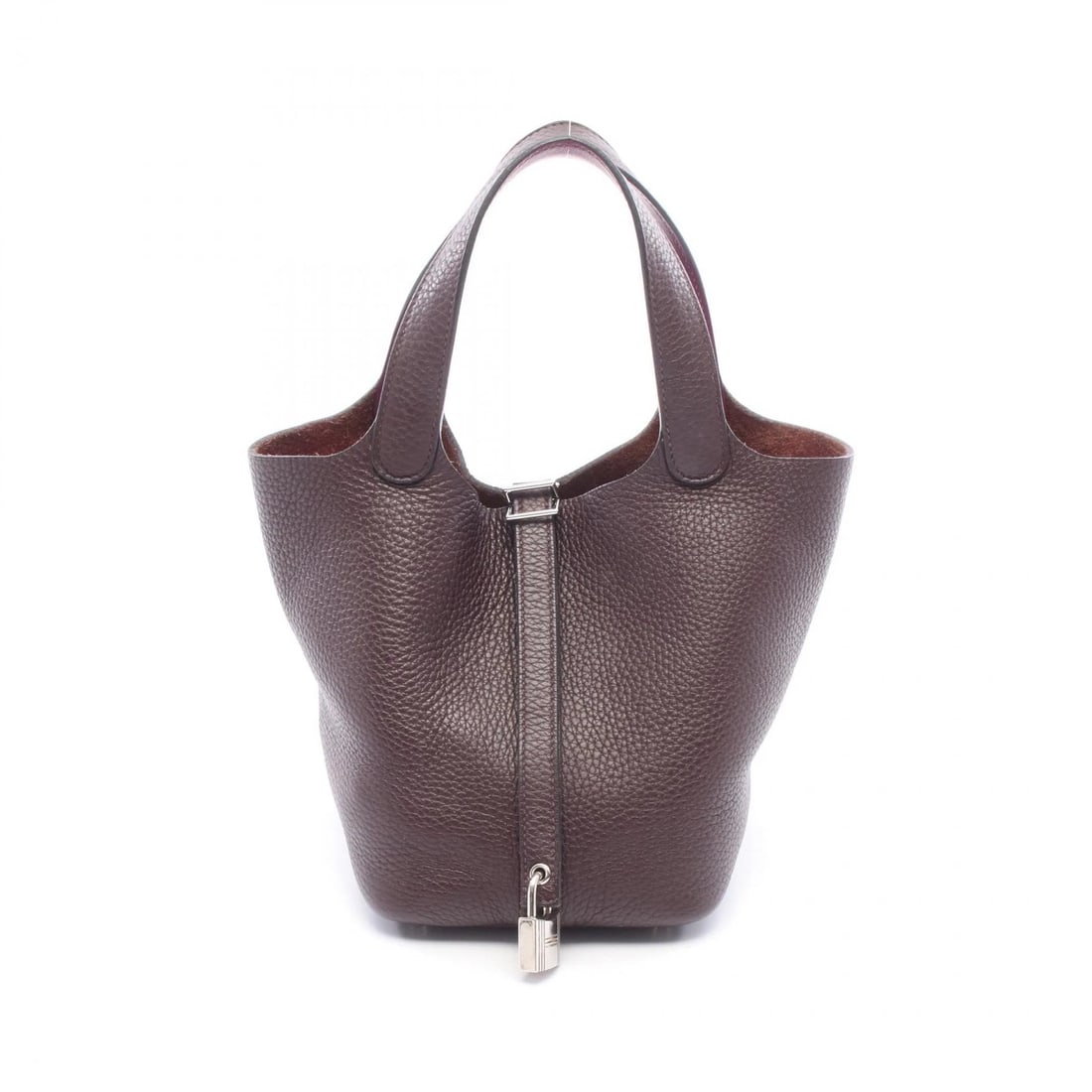HERMES PICOTIN LOCK ECLAT PM HANDBAG: HERMES Picotin Lock Eclat PM Handbag Brand: HERMES Type/Style: Handbag Material: Taurillon Clemence ? leather ? Vaux Swift leather Color: Rouge sellier / Brown?ish colors ? Purple?ish colors Size: (H: