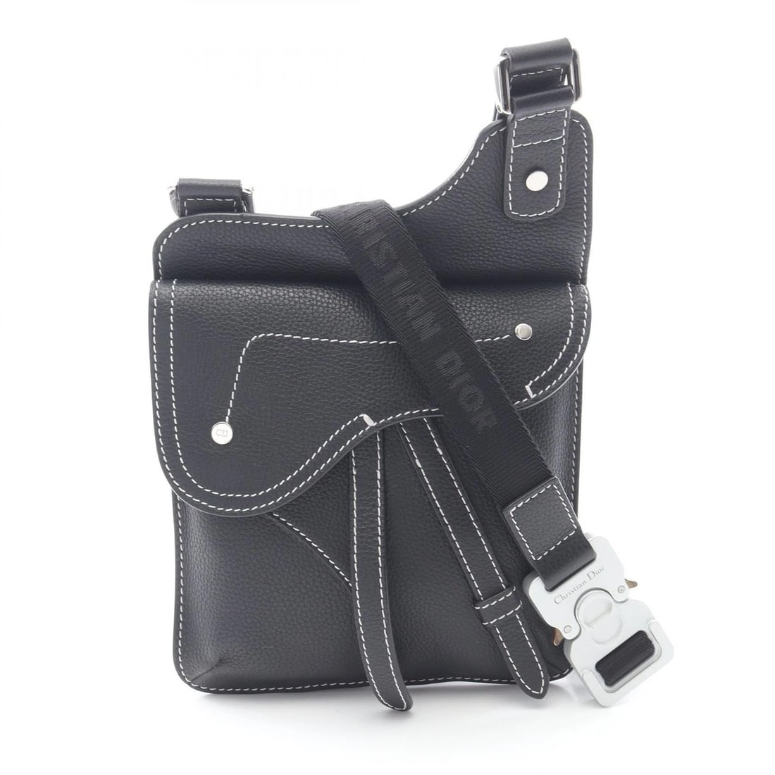 CHRISTIAN DIOR SADDLE SHOULDER CROSSBODY BAG: Christian Dior saddle Shoulder crossbody Bag Brand: CHRISTIAN DIOR Type/Style: Shoulder Bag Material: leather Color: Black?ish colors Size: (H:8.7inch x W:7.1inch x D:0.8inch) Accessories: None