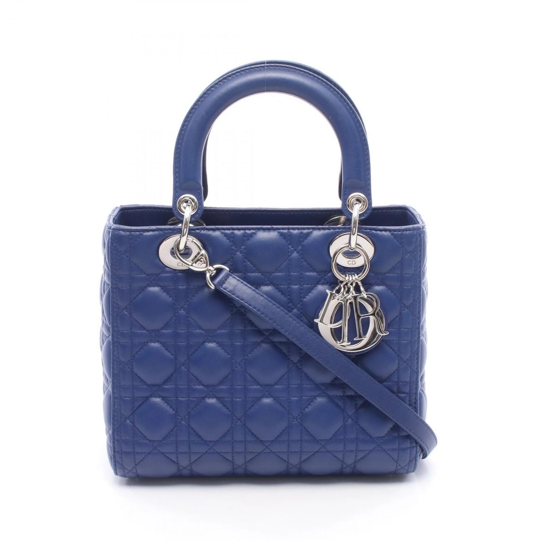 CHRISTIAN DIOR LADY DIOR CANNAGE SHOULDER HANDBAG: Christian Dior LADY DIOR Cannage Shoulder Handbag Brand: DIOR Type/Style: Handbag Material: leather Color: Blue?ish colors Size: (H:7.9inch x W:9.4inch x D:4.3inch) Accessories: None Acces