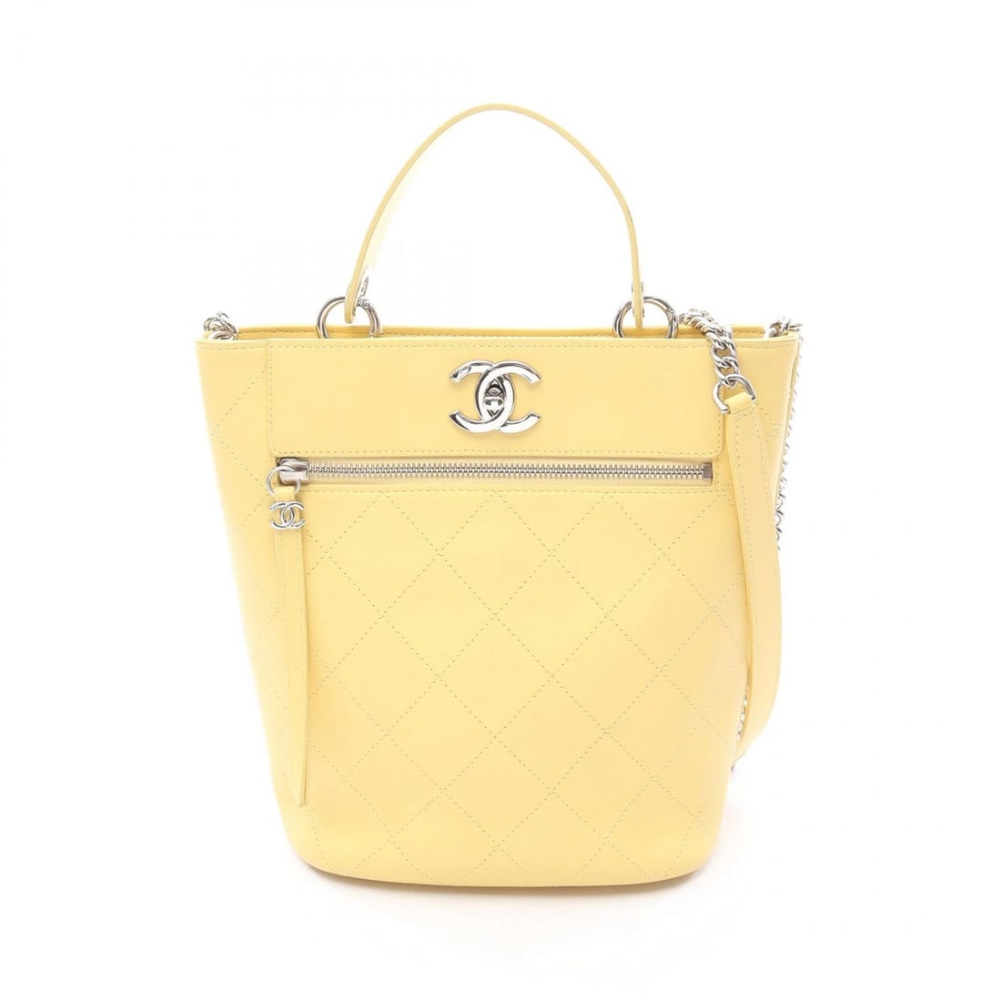 CHANEL MATELASSE BUCKET CHIAN CROSSBODY SHOULDER BAG: CHANEL Matelasse Bucket chian crossbody Shoulder Bag Brand: CHANEL Type/Style: Shoulder Bag Material: leather Color: Yellow?ish colors Size: (H:9.4inch x W:7.5inch x D:3.9inch) Accessories: None <