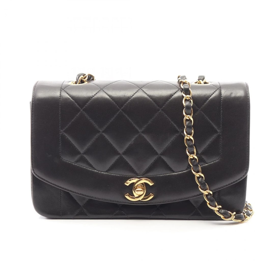 CHANEL MATELASSE DIANA FLAP CHAIN SHOULDER BAG: CHANEL Matelasse Diana Flap Chain Shoulder Bag Brand: CHANEL Type/Style: Shoulder Bag Material: Lambskin (sheep leather) Color: Black?ish colors Size: (H:5.5inch x W:8.7inch x D:2.8inch) Accessori