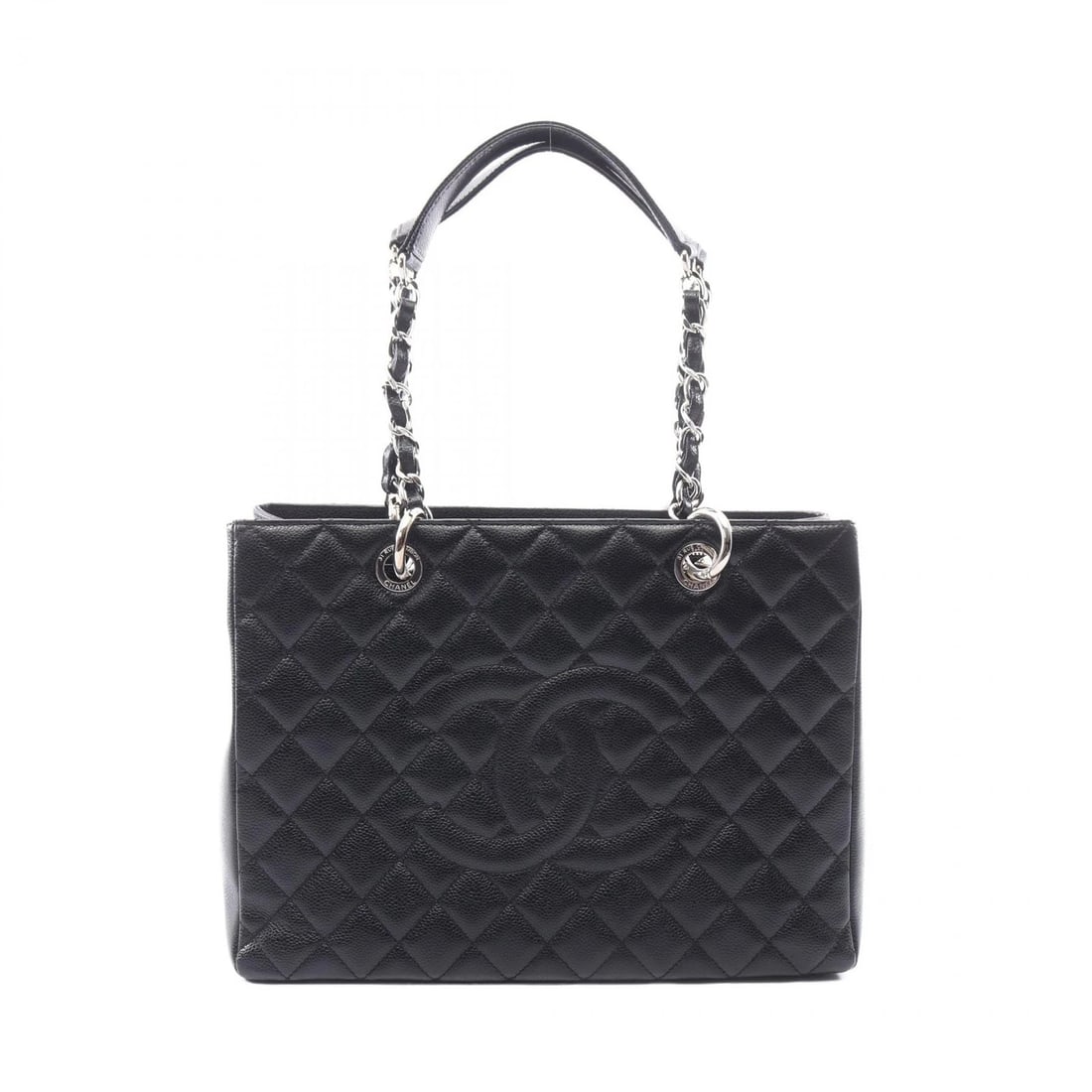 CHANEL MATELASSE GRAND SHOPPING GST TOTE BAG: CHANEL Matelasse Grand Shopping GST Tote Bag Brand: CHANEL Type/Style: Tote Bag Material: Grained Calfskin leather Color: Black?ish colors Size: (H:9.6inch x W:13.4inch x D:5.1inch) Accessories: N