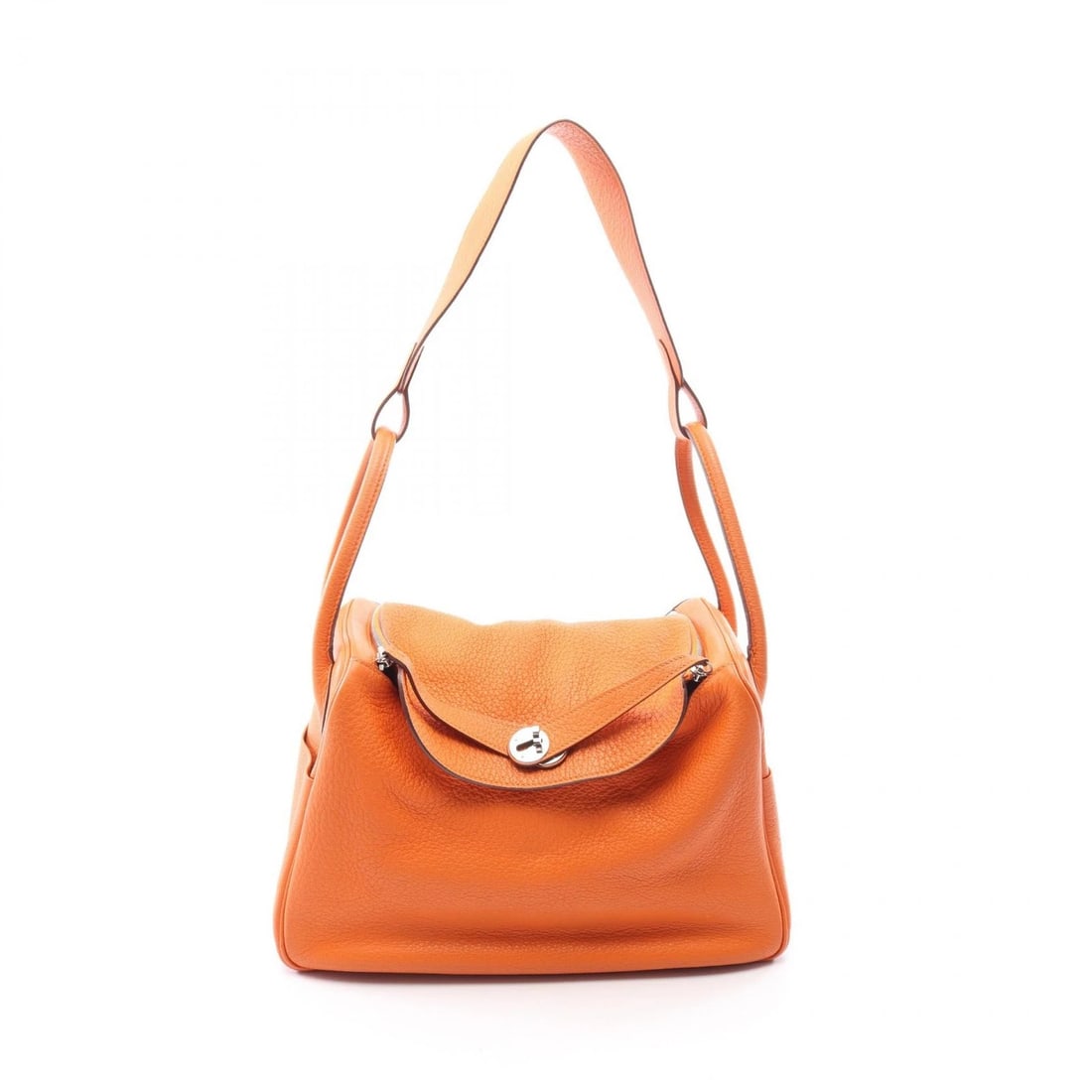 HERMES LINDY 34 SHOULDER BAG TAURILLON LEATHER ORANGE: HERMES Lindy 34 Shoulder Bag Taurillon leather Orange Brand: HERMES Type/Style: Shoulder Bag Material: Taurillon Clemence ? leather Color: Orange / Orange?ish colors Size: (H:8.7inch x W:13.4inch x D: