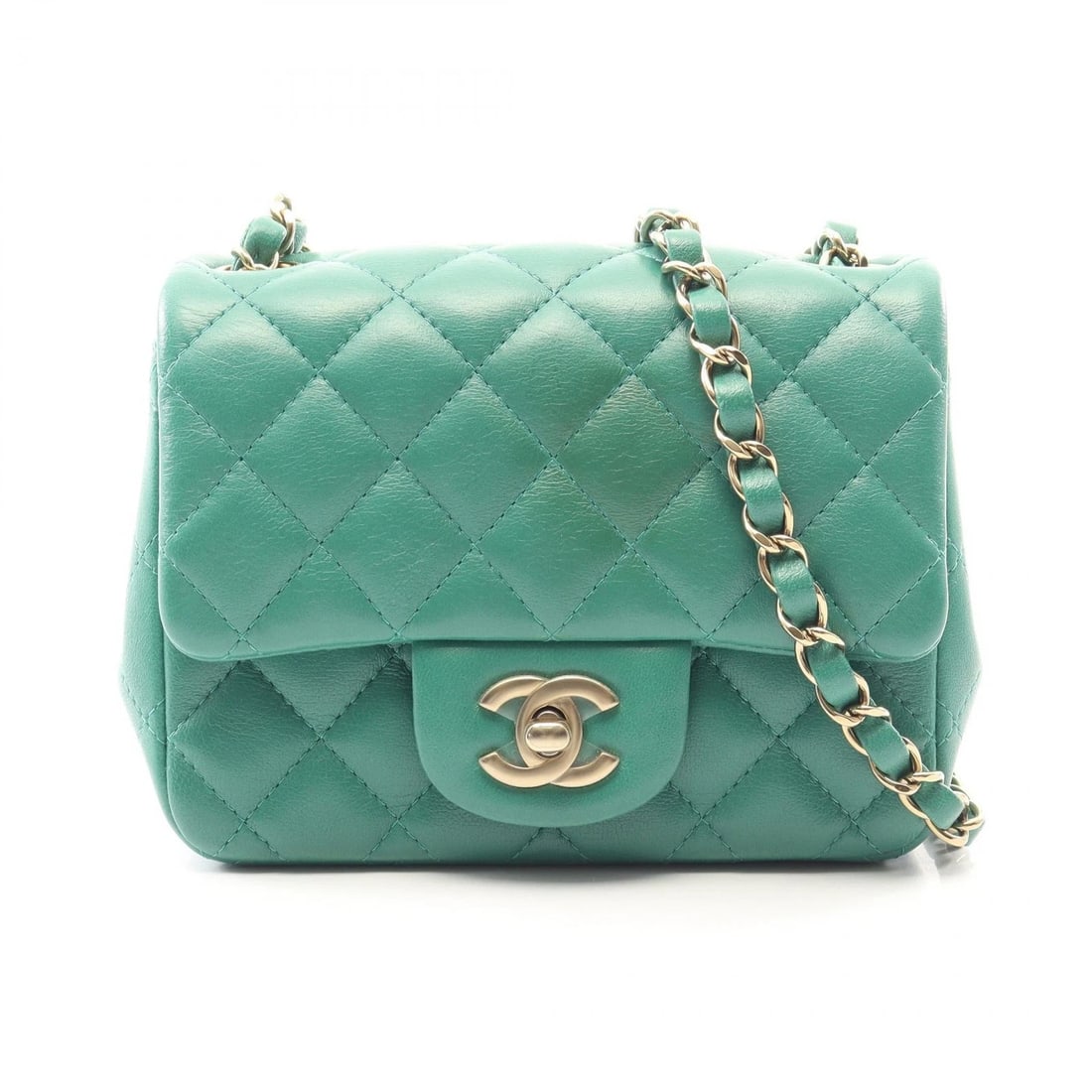 CHANEL MINI MATELASSE CHAIN SHOULDER CROSSBODY BAG: CHANEL Mini Matelasse Chain Shoulder Crossbody Bag Brand: CHANEL Type/Style: Shoulder Bag Material: Lambskin (sheep leather) Color: Green?ish colors Size: (H:5.1inch x W:6.7inch x D:3.1inch) Acces