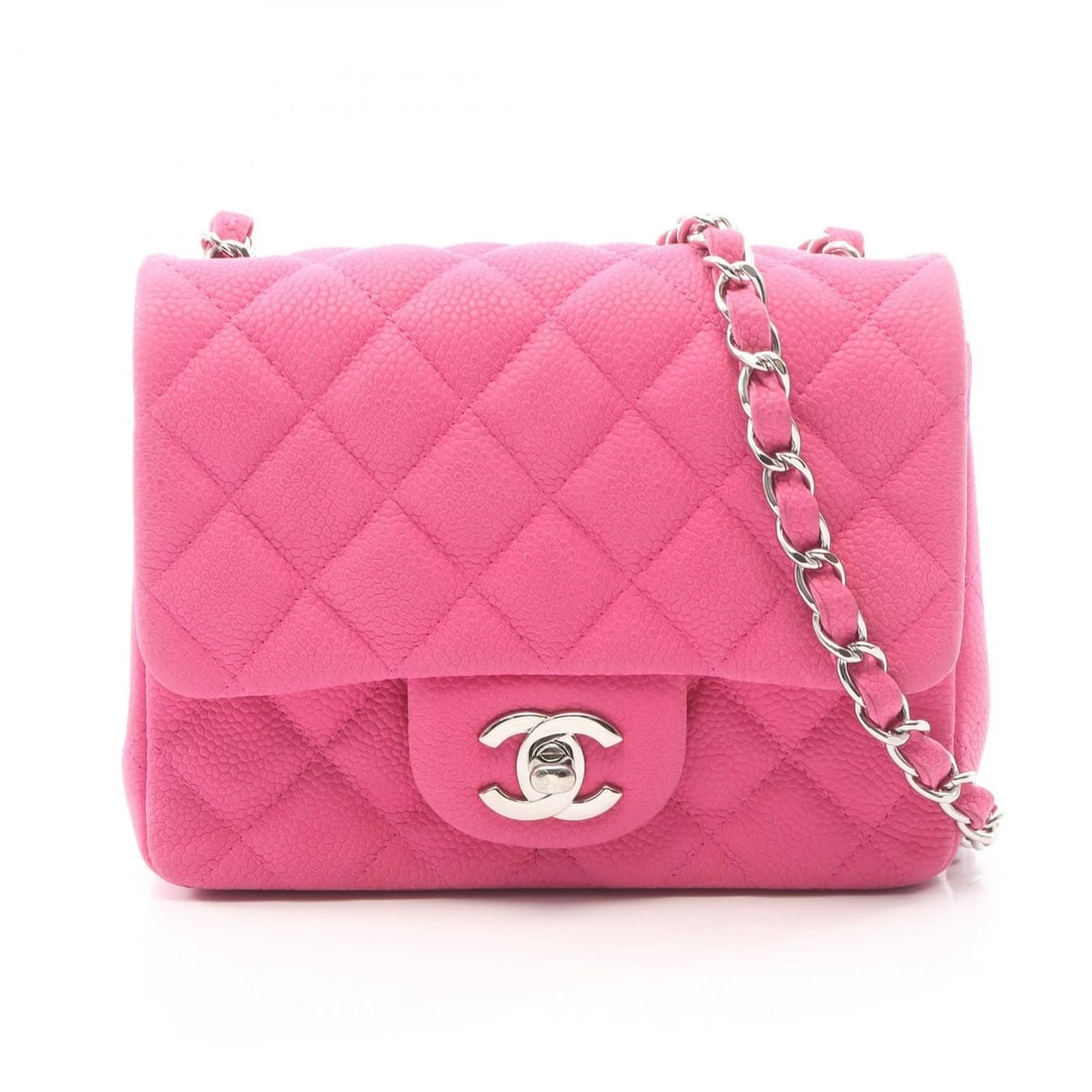 CHANEL MINI MATELASSE CHAIN SHOULDER CROSSBODY BAG: CHANEL Mini Matelasse Chain Shoulder Crossbody Bag Brand: CHANEL Type/Style: Shoulder Bag Material: Grained Calfskin leather Color: Pink?ish colors Size: (H:5.1inch x W:6.7inch x D:3.1inch) Access