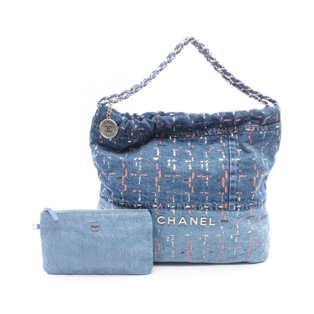 CHANEL MATELASSE LARGE SEQUINS SHOULDER HANDBAG DENIM BLUE: CHANEL Matelasse Large Sequins Shoulder Handbag denim Blue Brand: CHANEL Type/Style: Shoulder Bag Material: denim Color: Blue?ish colors Size: (H:13.0inch x W:13.8inch x D:2.8inch) Accessories: No