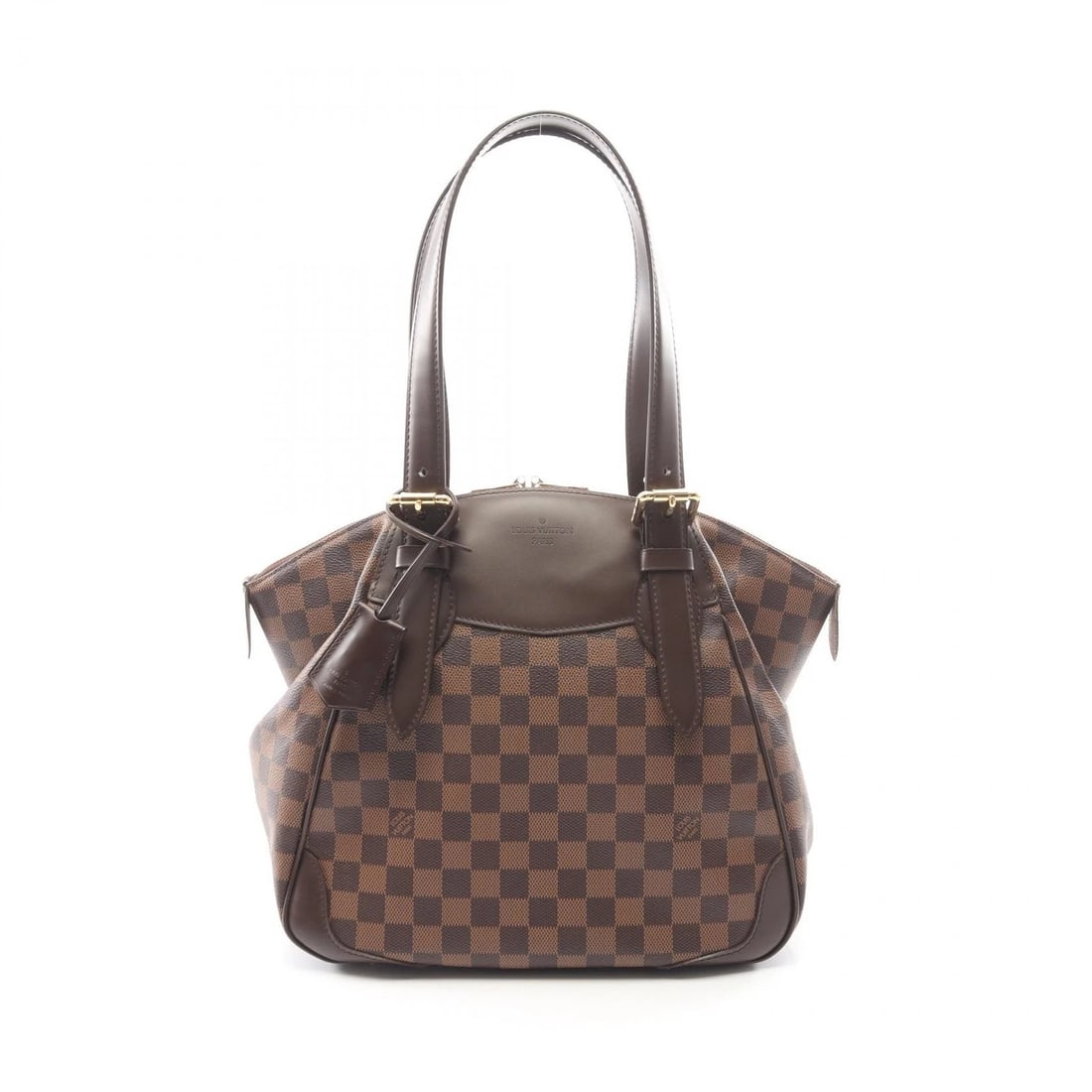 LOUIS VUITTON VERONA MM SHOULDER HANDBAG: LOUIS VUITTON Verona MM Shoulder Handbag Brand: LOUIS VUITTON Type/Style: Shoulder Bag Material: Damier ? PVC coated canvas ? leather Color: Ebene / Brown?ish colors Size: (H:11.0inch x W:11.4inch x D