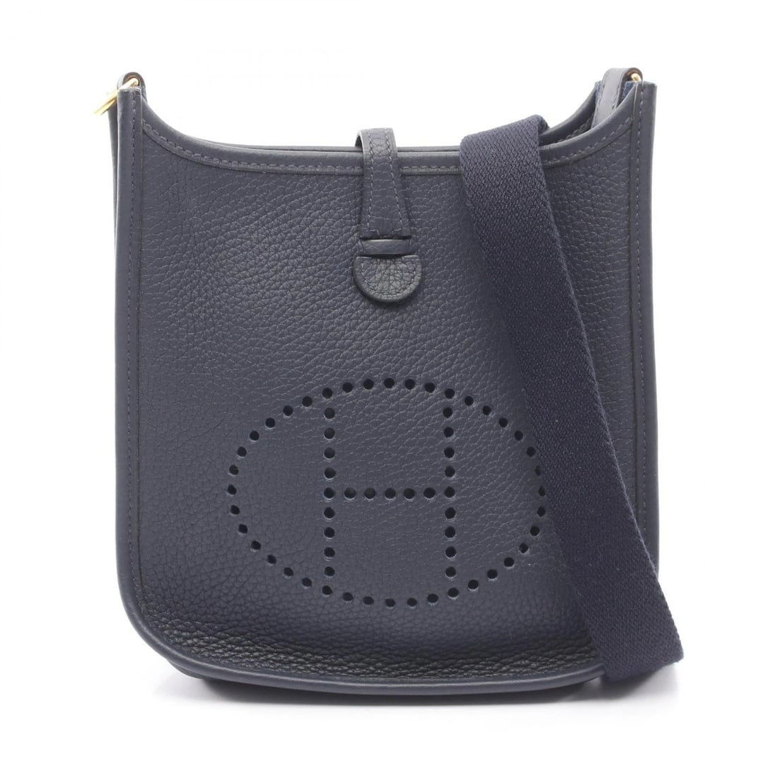 HERMES EVELYNE TPM SHOULDER BAG TAURILLON LEATHER: HERMES Evelyne TPM Shoulder Bag Taurillon leather Brand: HERMES Type/Style: Shoulder Bag Material: Taurillon Clemence ? leather Color: Blue nuit / Navy?ish colors Size: (H:7.1inch x W:6.5inch x D:2.2i