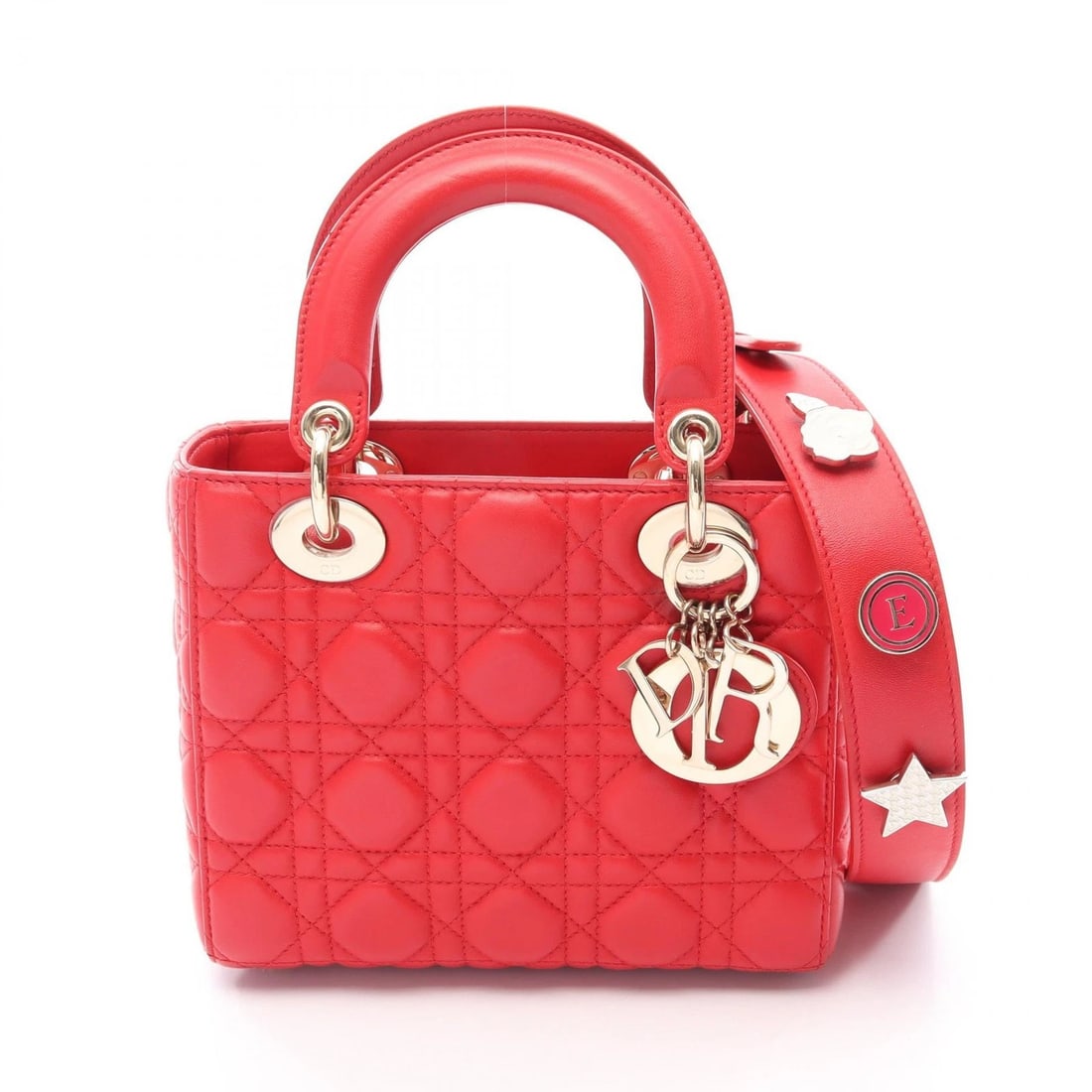 DIOR LADY DIOR SMALL CANNAGE SHOULDER CROSSBODY HANDBAG: Dior LADY DIOR Small Cannage Shoulder crossbody Handbag Brand: DIOR Type/Style: Handbag Material: leather Color: Red?ish colors Size: (H:6.7inch x W:7.9inch x D:3.1inch) Accessories: None