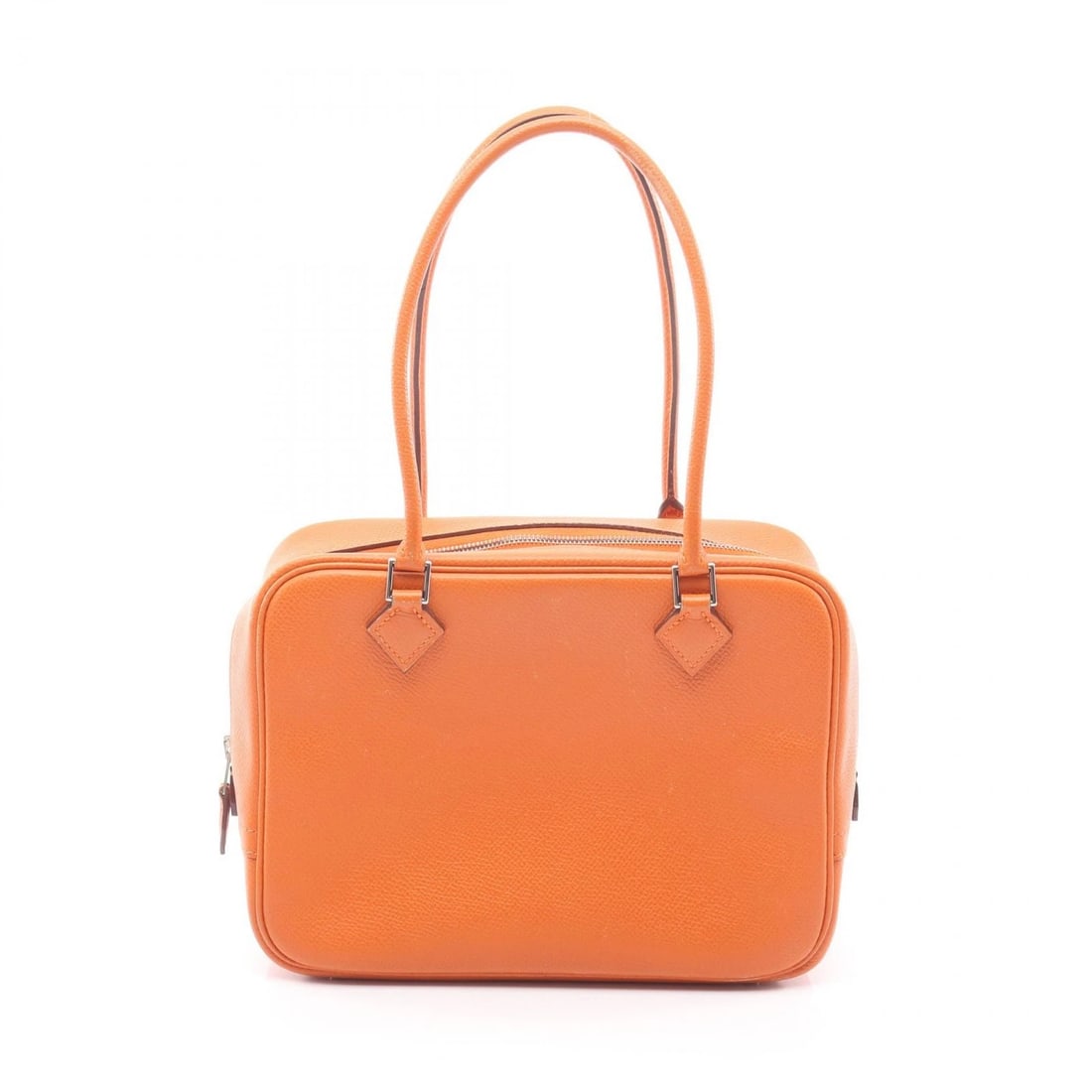 HERMES MINI PLUME 20 HANDBAG H EPSOM LEATHER ORANGE: HERMES Mini plume 20 Handbag H Epsom leather Orange Brand: HERMES Type/Style: Handbag Material: Epsom ? leather ? Calfskin (cowhide) ? Epsom Color: Orange / Orange?ish colors Size: (H:5.9inch x W:7.9i