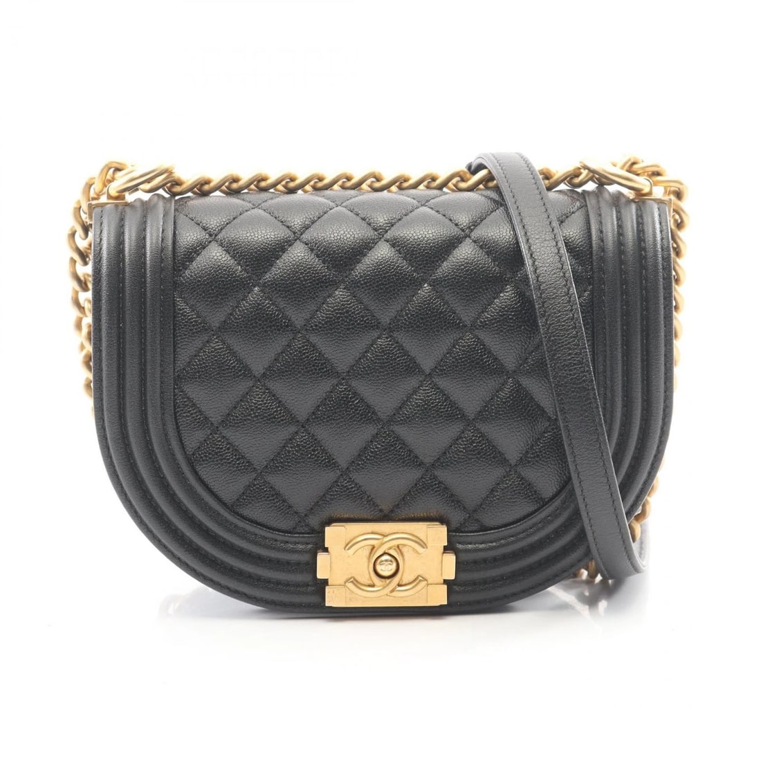 CHANEL BOY SMALL CHAIN SHOULDER HANDBAG: CHANEL Boy Small Chain Shoulder Handbag Brand: CHANEL Type/Style: Shoulder Bag Material: Grained Calfskin leather Color: Black?ish colors Size: (H:5.1inch x W:7.1inch x D:2.0inch) Accessories: Non