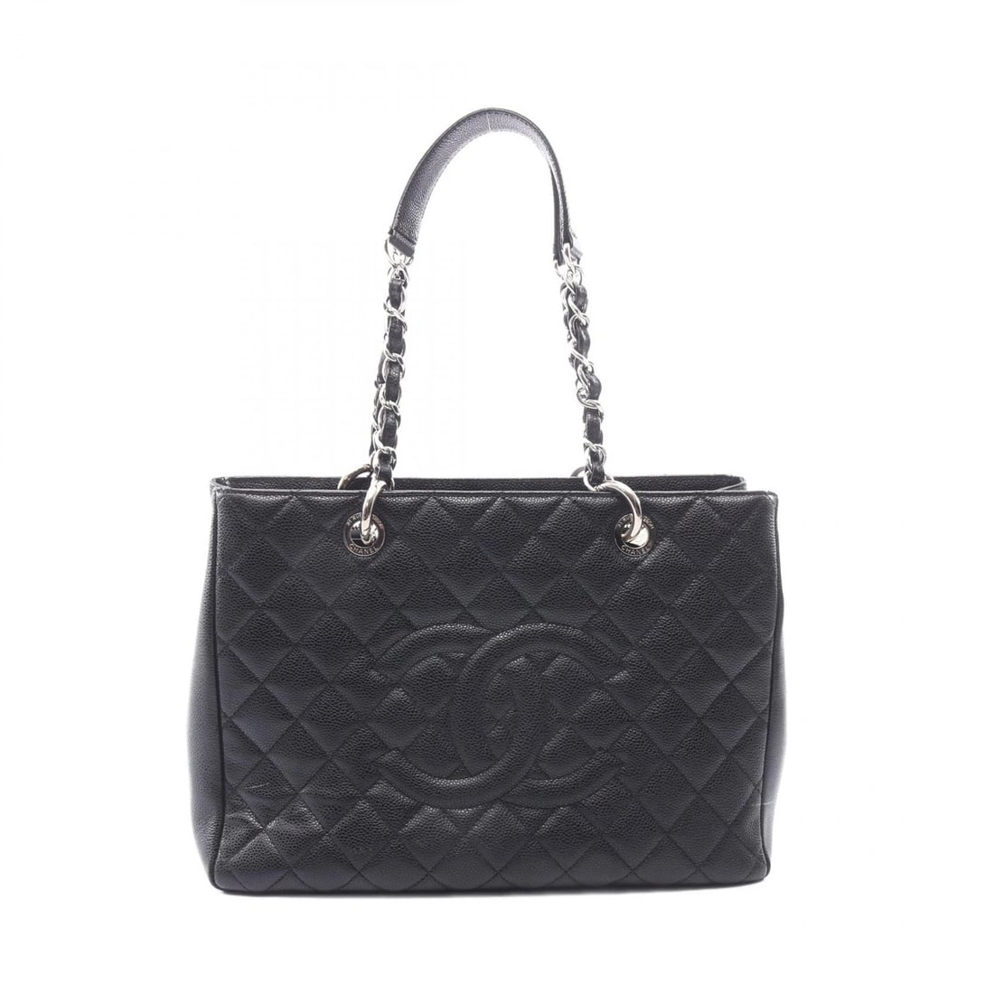 CHANEL MATELASSE CHAIN TOTE BAG CALFSKIN BLACK: CHANEL Matelasse Chain Tote Bag Calfskin Black Brand: CHANEL Type/Style: Tote Bag Material: Calfskin (cowhide) Color: Black?ish colors Size: (H:9.6inch x W:13.4inch x D:5.1inch) Accessories: None