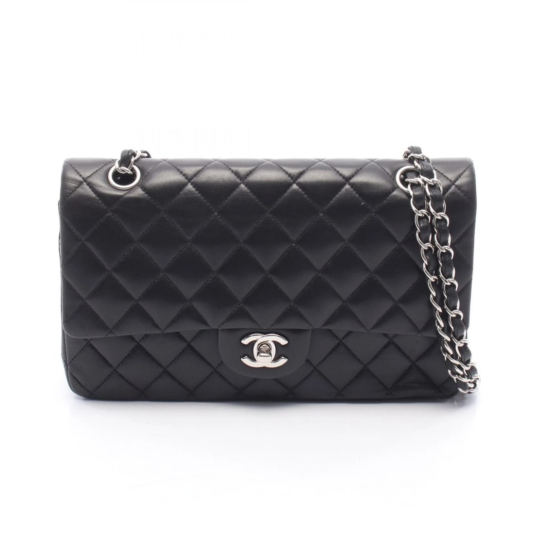 CHANEL MATELASSE W FLAP CHAIN SHOULDER BAG: CHANEL Matelasse W flap Chain Shoulder Bag Brand: CHANEL Type/Style: Shoulder Bag Material: Lambskin (sheep leather) Color: Black?ish colors Size: (H:6.3inch x W:9.8inch x D:2.6inch) Accessories: