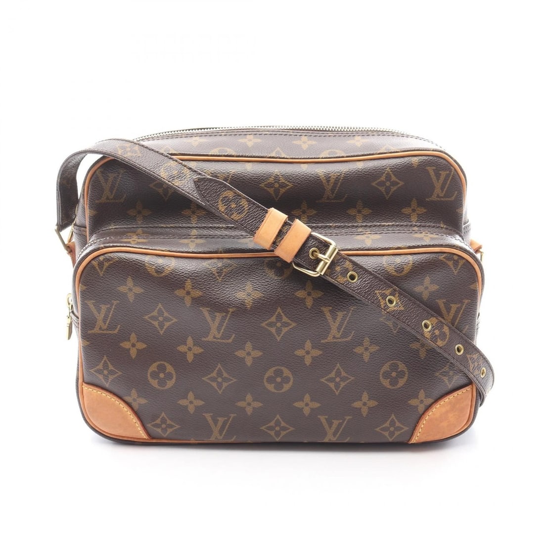 LOUIS VUITTON NILE SHOULDER CROSSBODY BAG: LOUIS VUITTON Nile Shoulder Crossbody Bag Brand: LOUIS VUITTON Type/Style: Shoulder Bag Material: Monogram ? PVC coated canvas ? leather Color: Brown?ish colors Size: (H:7.9inch x W:11.0inch) Acce