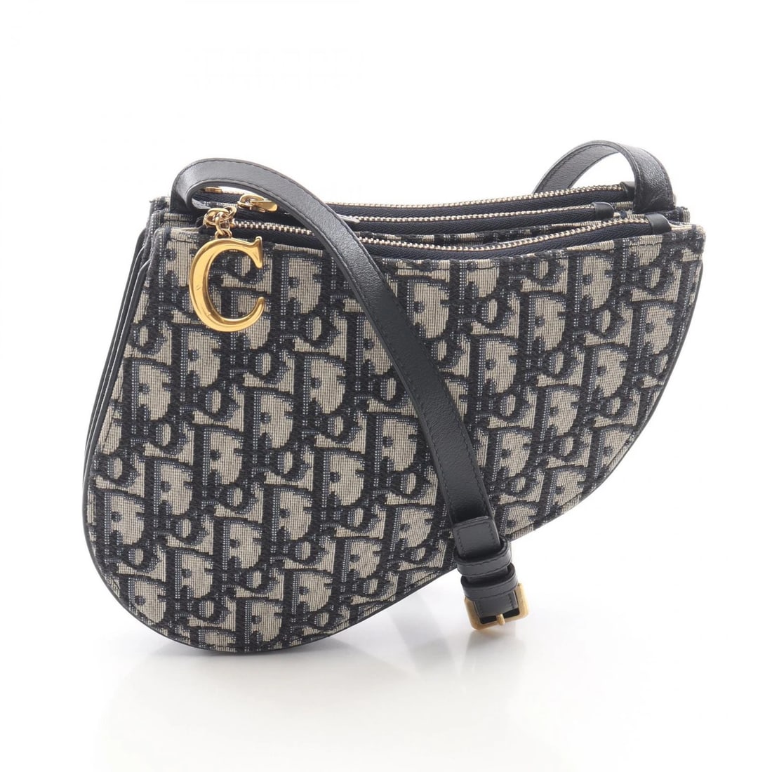 DIOR SADDLE SADDLE POUCH CROSSBODY SHOULDER BAG: Dior SADDLE Saddle Pouch Crossbody Shoulder Bag Brand: DIOR Type/Style: Shoulder Bag Material: canvas ? leather Color: Beige?ish colors ? Navy?ish colors Size: (H:5.5inch x W:7.5inch x D:0.0inch)