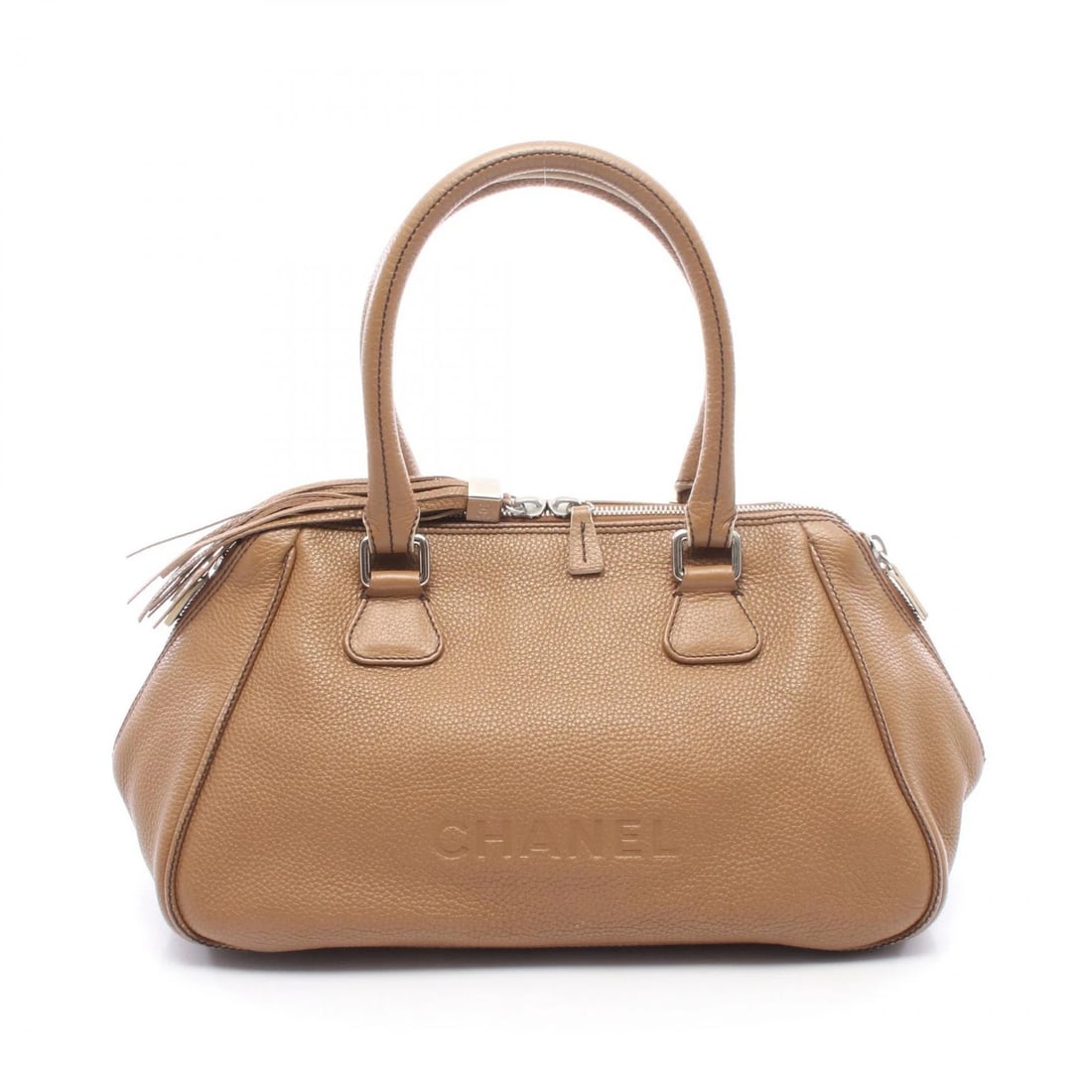 CHANEL LOGO FRINGE TOTE BAG LEATHER BEIGE: CHANEL Logo fringe Tote Bag leather Beige Brand: CHANEL Type/Style: Tote Bag Material: leather Color: Beige?ish colors Size: (H:8.7inch x W:15.0inch x D:6.7inch) Accessories: None Accessor