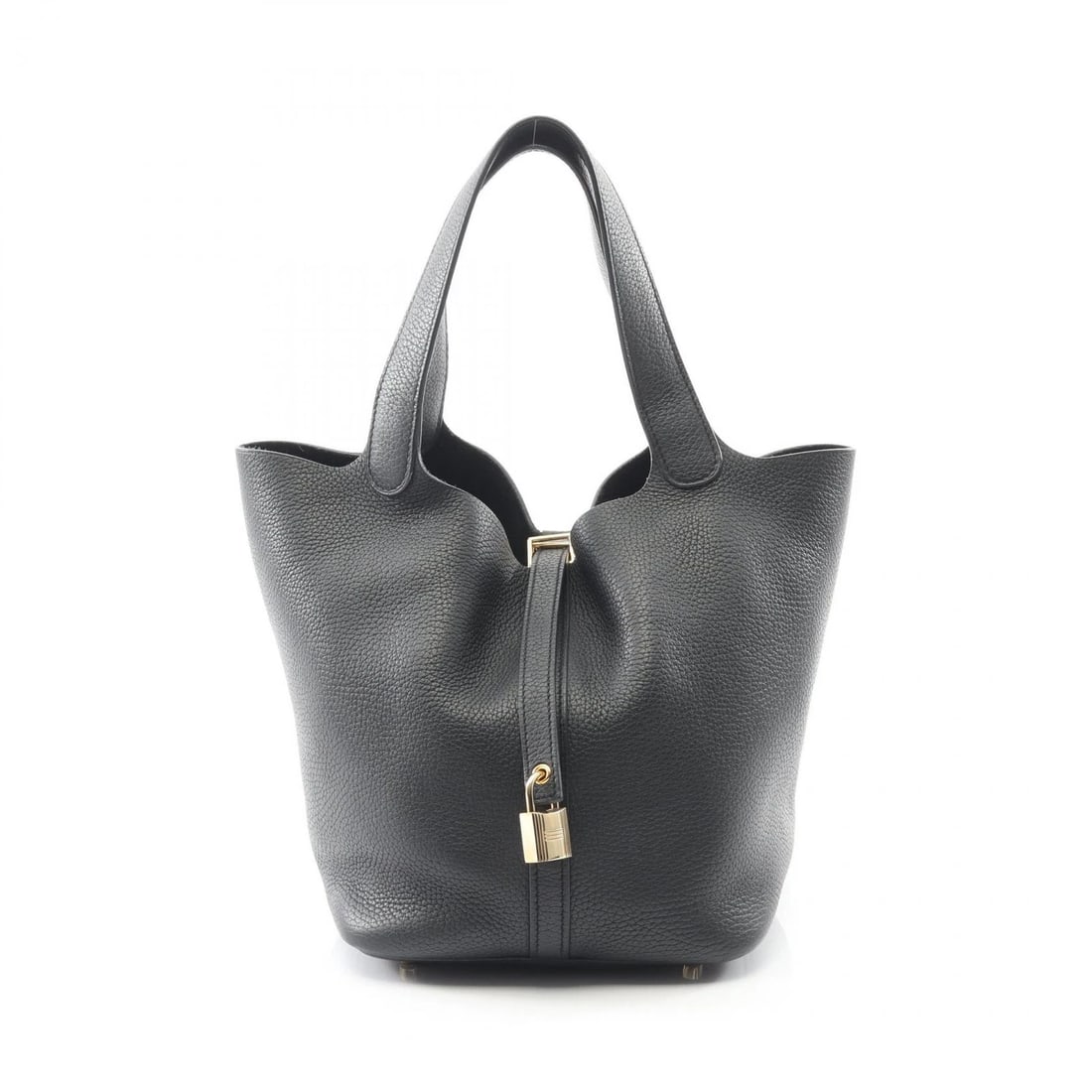 HERMES PICOTIN LOCK MM TOTE HANDBAG CLEMENCE LEATHER: HERMES Picotin Lock MM Tote Handbag Clemence leather Brand: HERMES Type/Style: Handbag Material: Taurillon Clemence ? leather ? Taurillon Clemence Color: Black?ish colors Size: (H:8.3inch x W:8.7inch 