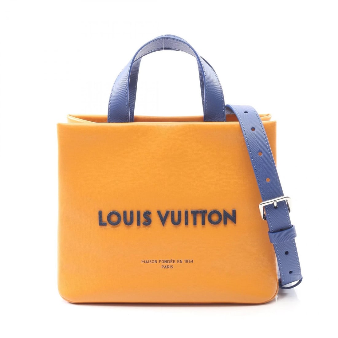 LOUIS VUITTON SHOPPER TOTE MINI SHOULDER CROSSBODY HANDBAG: LOUIS VUITTON Shopper Tote Mini Shoulder Crossbody Handbag Brand: LOUIS VUITTON Type/Style: Tote Bag Material: leather Color: Saffron / Orange?ish colors Size: (H:8.3inch x W:9.8inch x D:3.9inch)