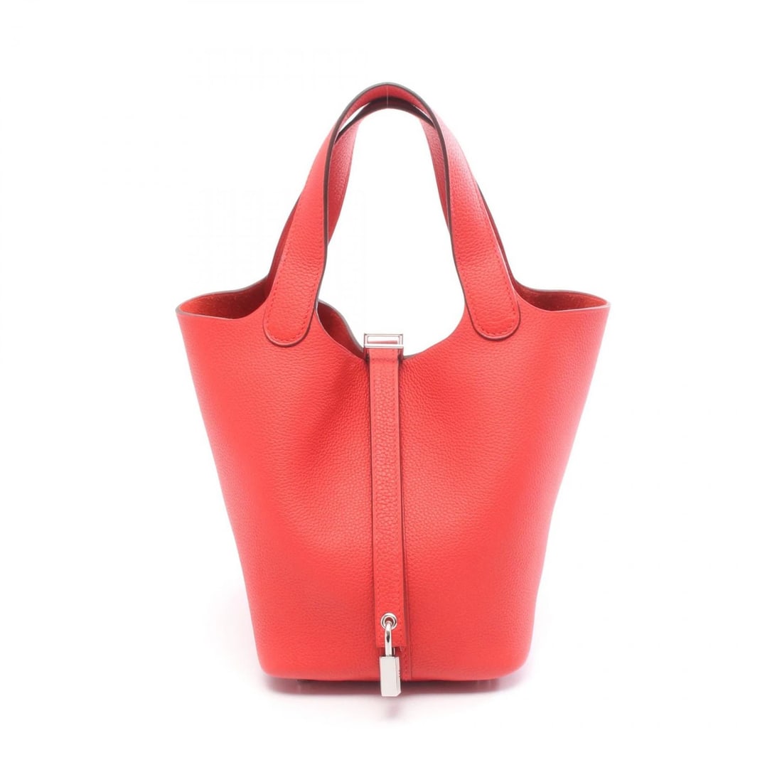 HERMES PICOTIN LOCK PM TOTE HANDBAG: HERMES Picotin Lock PM Tote Handbag Brand: HERMES Type/Style: Handbag Material: Taurillon Clemence ? leather ? Taurillon Clemence Color: Rouge coeur / Red?ish colors Size: (H:7.3inch x W:7.5inch x D:5