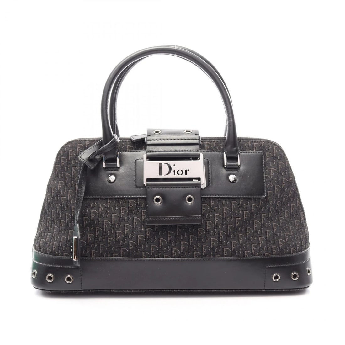 CHRISTIAN DIOR STREET CHIC TROTTER HANDBAG CANVAS LEATHER BLACK: Christian Dior street chic trotter Handbag canvas leather Black Brand: DIOR Type/Style: Handbag Material: canvas ? leather Color: Black?ish colors Size: (H:7.1inch x W:13.0inch x D:4.3inch) Access