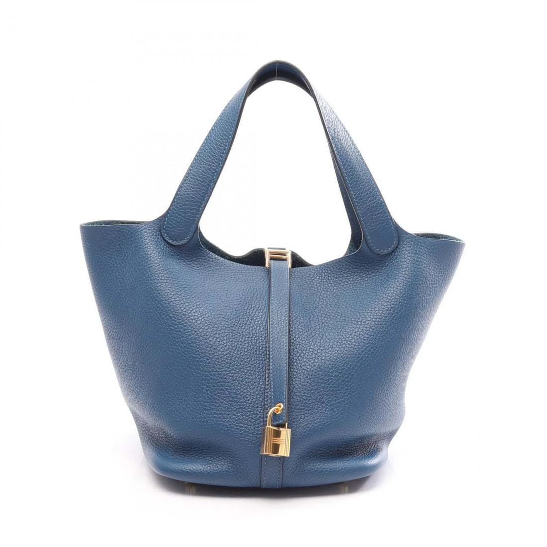 HERMES PICOTIN LOCK MM TOTE HANDBAG CLEMENCE LEATHER: HERMES Picotin Lock MM Tote Handbag Clemence leather Brand: HERMES Type/Style: Handbag Material: Taurillon Clemence ? leather ? Taurillon Clemence Color: Blue brighton / Blue?ish colors Size: (H:8.3in