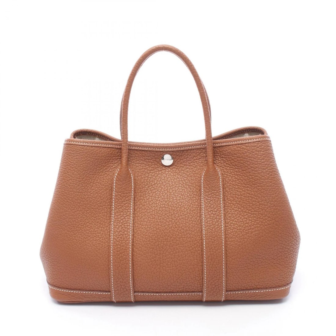 HERMES GARDEN PARTY TPM TOTE HAND BAG: HERMES Garden party TPM Tote hand Bag Brand: HERMES Type/Style: Tote Bag Material: Negonda leather ? leather ? Negonda leather Color: Gold / Brown?ish colors Size: (H:8.3inch x W:11.8inch x D:5.5inch)