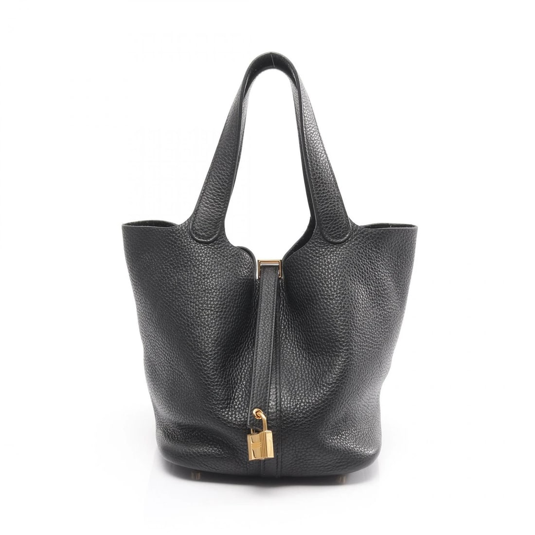 HERMES PICOTIN LOCK MM TOTE BUCKET HANDBAG: HERMES Picotin Lock MM Tote bucket Handbag Brand: HERMES Type/Style: Handbag Material: Taurillon Clemence ? leather ? Taurillon Clemence Color: Black?ish colors Size: (H:8.3inch x W:8.7inch x D:6.7inc