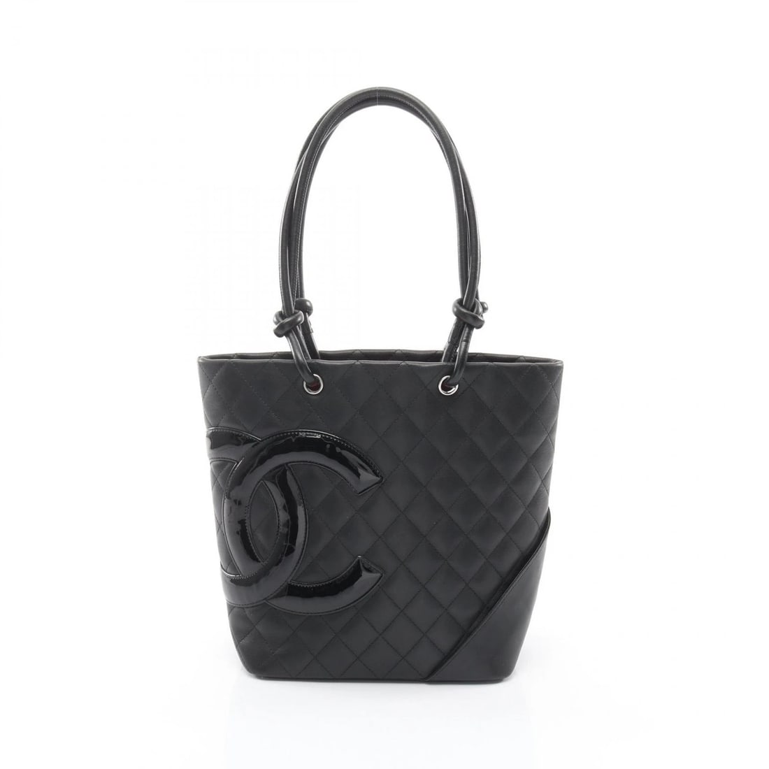 CHANEL CAMBON LINE MEDIUM TOTE HAND BAG: CHANEL Cambon line medium Tote hand Bag Brand: CHANEL Type/Style: Tote Bag Material: leather ? Patent leather Color: Black?ish colors Size: (H:9.4inch x W:7.9inch x D:4.5inch) Accessories: None
