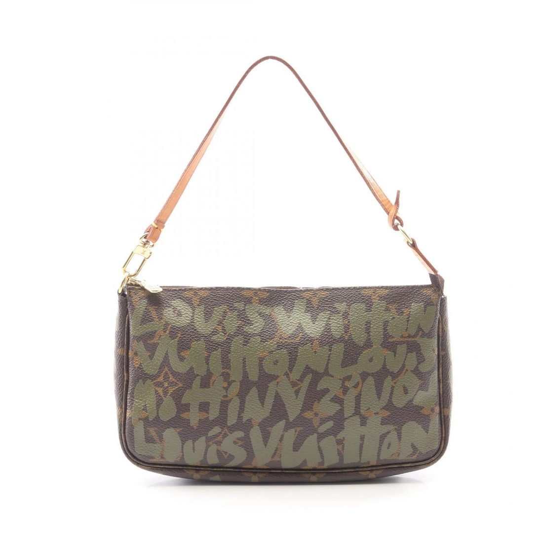 LOUIS VUITTON POCHETTE ACCESSOIRES HANDBAG POUCH: LOUIS VUITTON Pochette Accessoires Handbag pouch Brand: LOUIS VUITTON Type/Style: Handbag Material: Monogram?Graphic ? PVC coated canvas ? leather Color: Brown?ish colors ? Khaki?ish colors Size: (H:5