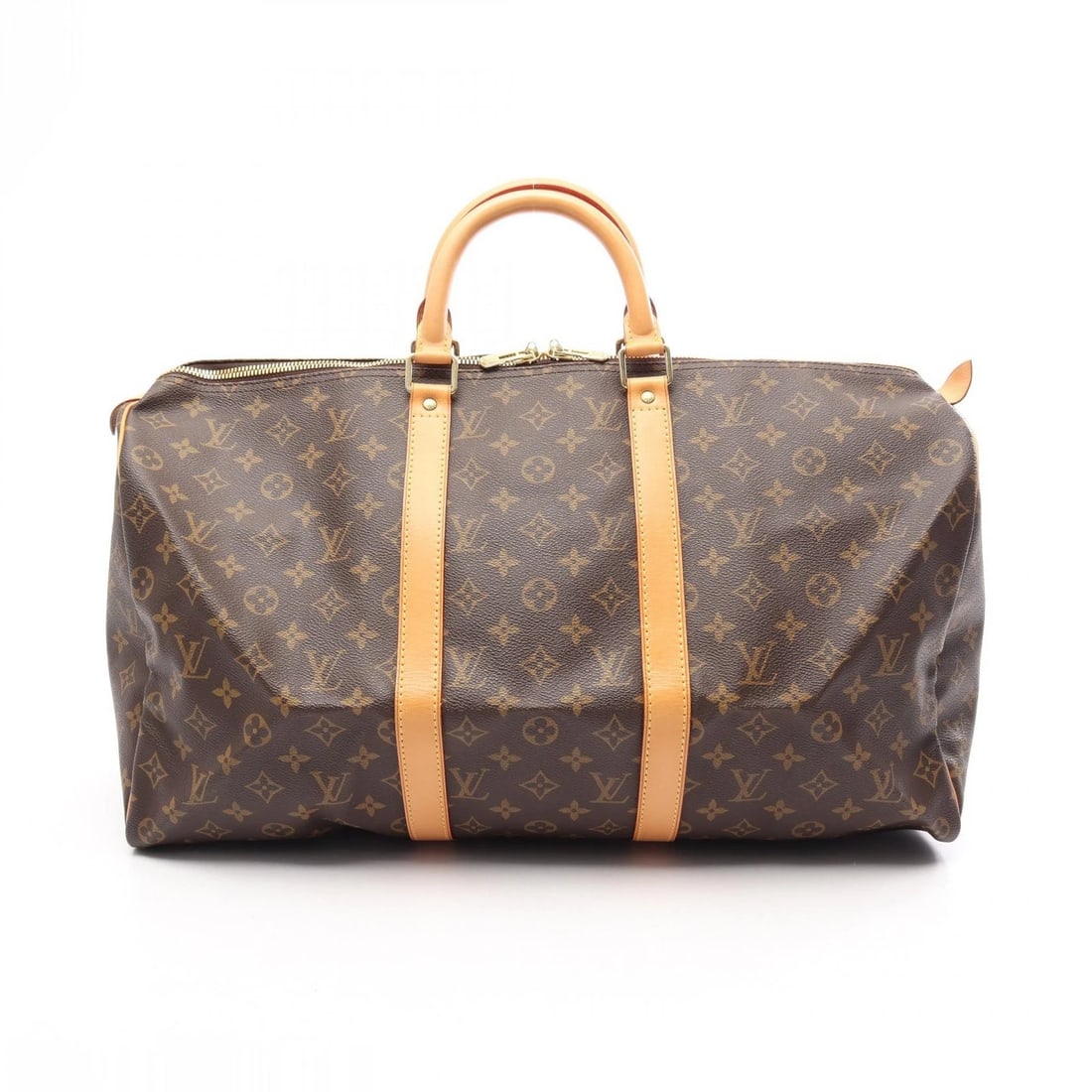 LOUIS VUITTON KEEPALL 50 HAND TRAVEL BAG: LOUIS VUITTON Keepall 50 hand travel bag Brand: LOUIS VUITTON Type/Style: Boston bag Material: Monogram ? PVC coated canvas ? leather Color: Brown?ish colors Size: (H:11.0inch x W:20.1inch x D:8.5inch