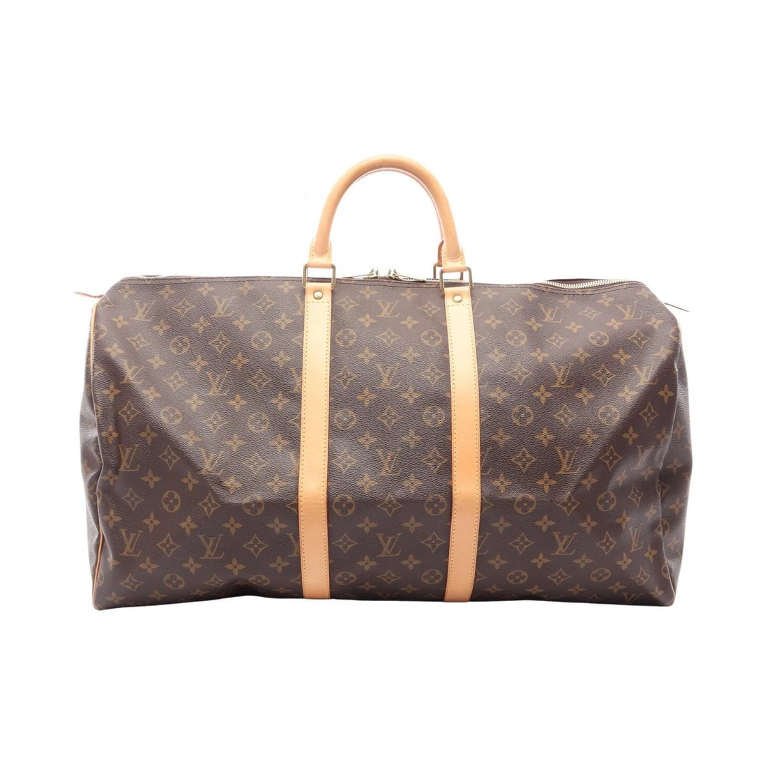 LOUIS VUITTON KEEPALL 55 HAND BAG MONOGRAM CANVAS LEATHER: LOUIS VUITTON Keepall 55 Hand bag Monogram canvas leather Brand: LOUIS VUITTON Type/Style: Boston bag Material: Monogram ? PVC coated canvas ? leather Color: Brown?ish colors Size: (H:11.8inch x W:22.