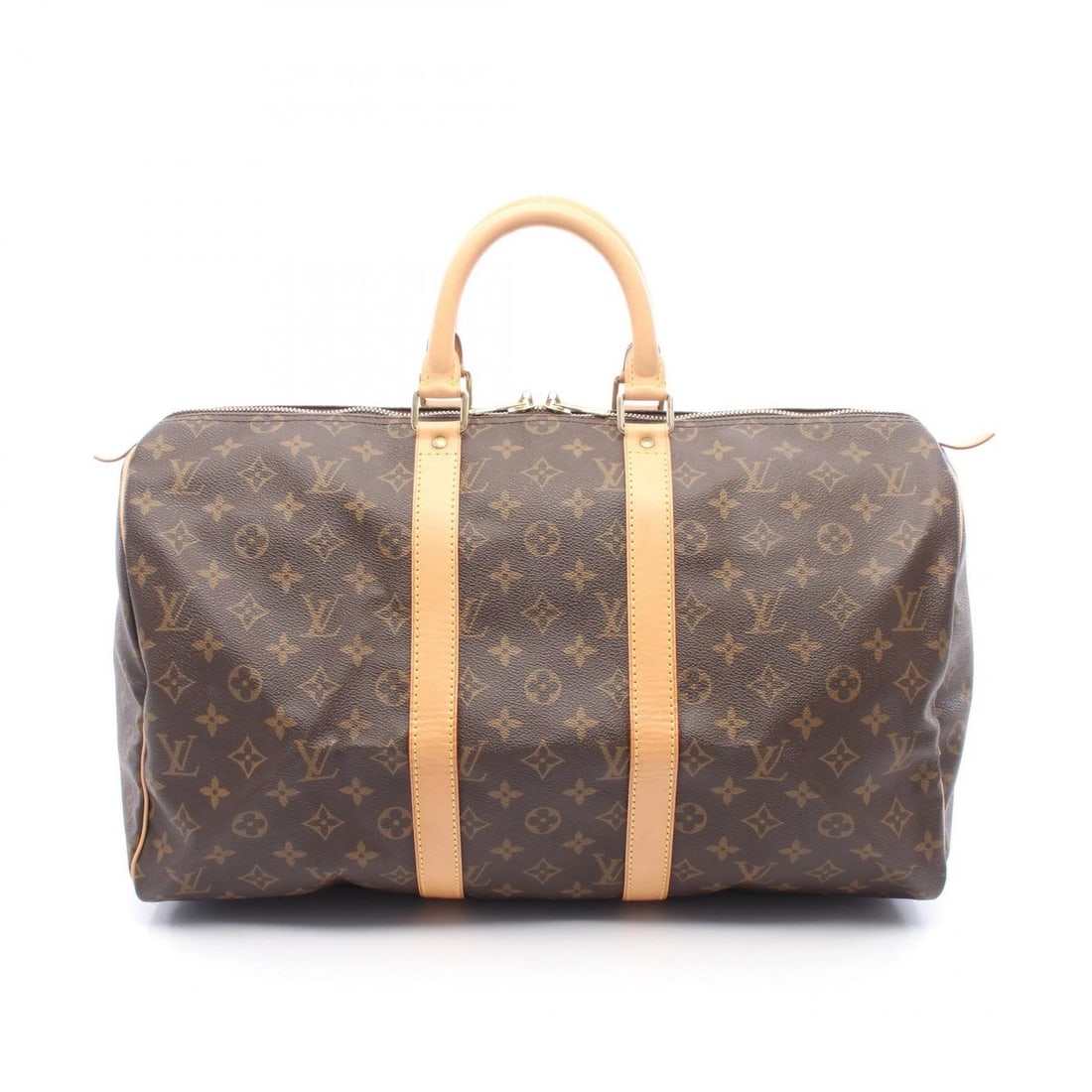 LOUIS VUITTON KEEPALL TRAVEL HAND BAG MONOGRAM LEATHER BROWN: LOUIS VUITTON Keepall travel hand bag Monogram leather brown Brand: LOUIS VUITTON Type/Style: Boston bag Material: Monogram ? PVC coated canvas ? leather Color: Brown?ish colors Size: (H:10.2inch x W: