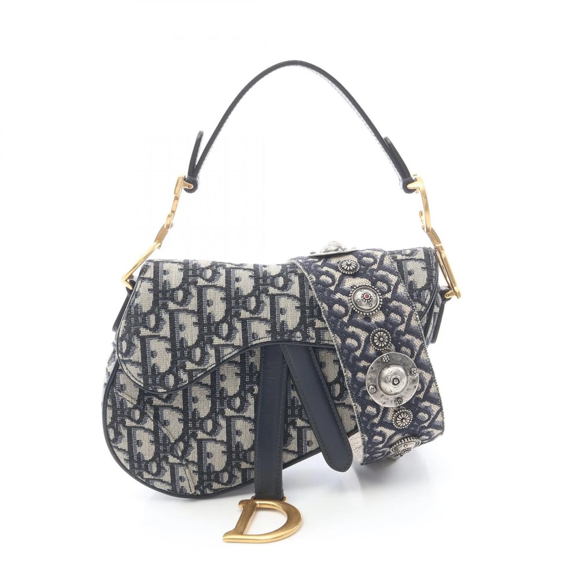 CHRISTIAN DIOR SADDLE BAG MINI OBLIQUE JACQUARD SHOULDER HANDBAG: Christian Dior Saddle bag Mini Oblique Jacquard shoulder Handbag Brand: CHRISTIAN DIOR Type/Style: Handbag Material: canvas ? leather Color: Beige?ish colors ? Navy?ish colors Size: (H:5.1inch x W:7.1