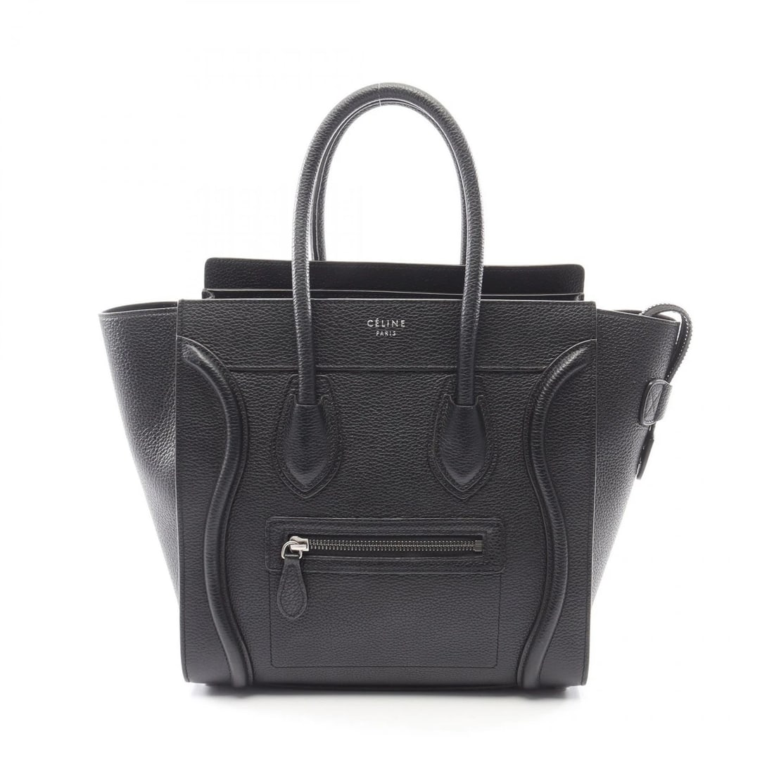 CELINE LUGGAGE MICRO SHOPPER TOTE BAG: CELINE Luggage micro shopper Tote Bag Brand: CELINE Type/Style: Tote Bag Material: leather Color: Black?ish colors Size: (H:10.2inch x W:10.2inch x D:5.1inch) Accessories: None Accessories