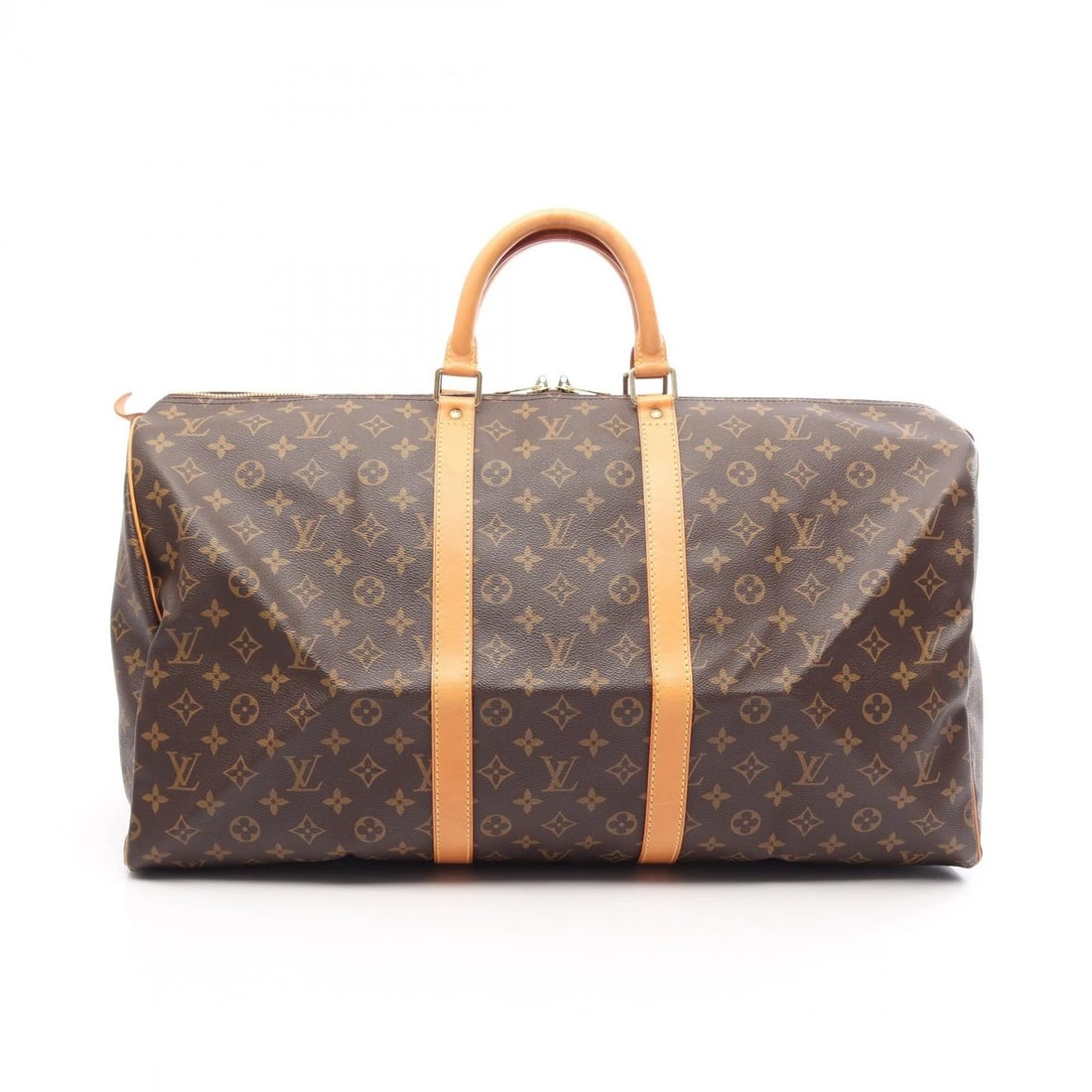 LOUIS VUITTON KEEPALL 55 TRAVEL HAND BAG MONOGRAM: LOUIS VUITTON Keepall 55 travel hand bag Monogram Brand: LOUIS VUITTON Type/Style: Boston bag Material: Monogram ? PVC coated canvas ? leather Color: Brown?ish colors Size: (H:11.8inch x W:22.0inch x 