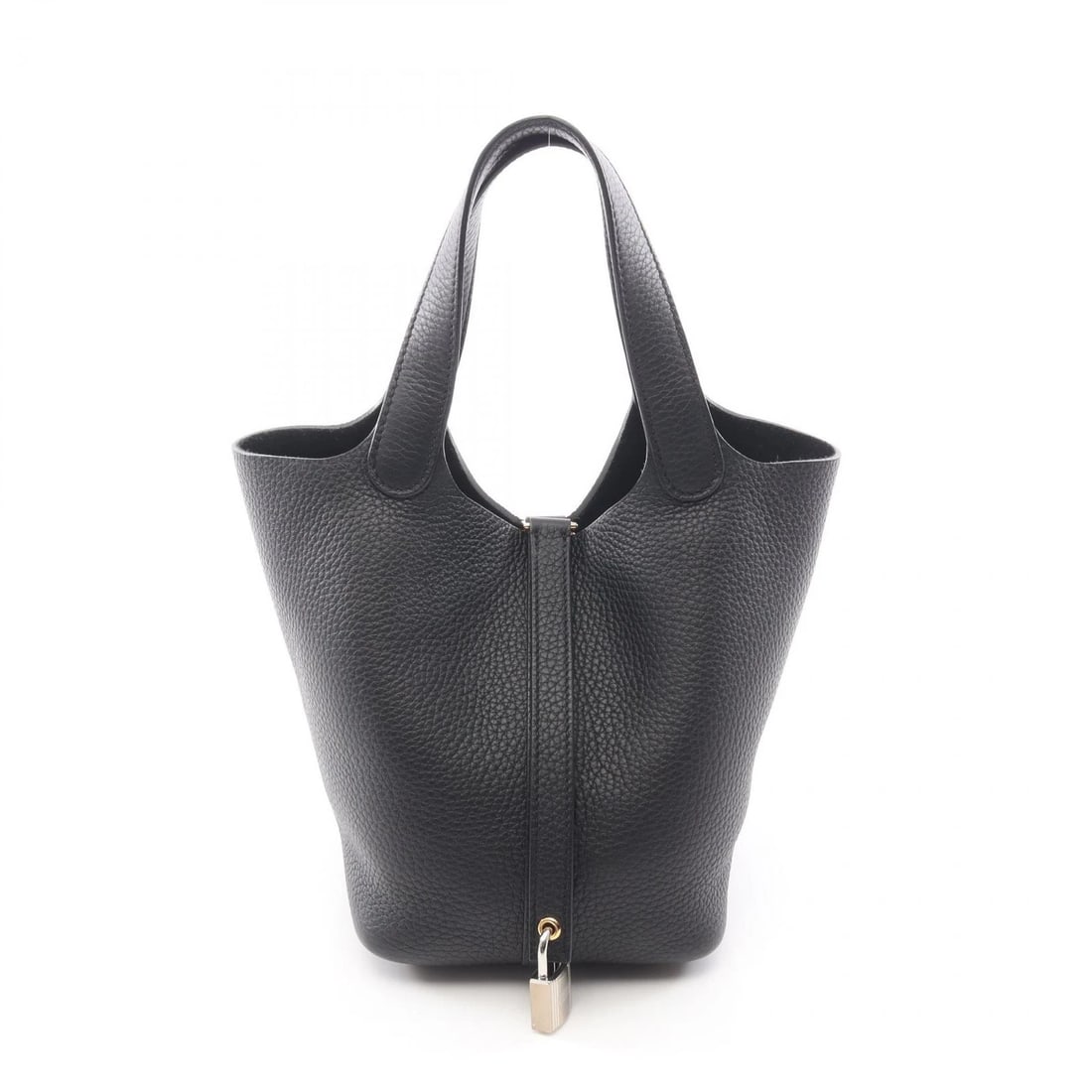 HERMES PICOTIN LOCK PM TOTE HANDBAG: HERMES Picotin Lock PM Tote Handbag Brand: HERMES Type/Style: Handbag Material: Taurillon Clemence ? leather Color: Black?ish colors Size: (H:7.3inch x W:7.5inch x D:5.3inch) Accessories: None