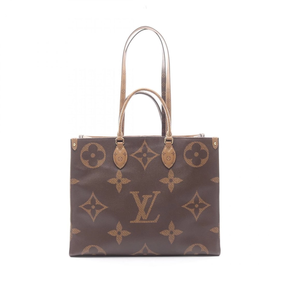 LOUIS VUITTON ONTHEGO GM SHOULDER HAND TOTE BAG: LOUIS VUITTON OnTheGo GM shoulder hand Tote Bag Brand: LOUIS VUITTON Type/Style: Tote Bag Material: Monogram / Giant Reverse ? PVC coated canvas Color: Beige / Brown?ish colors ? Beige?ish colors Size