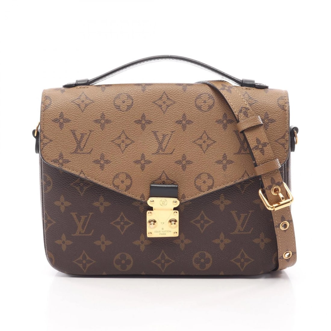 LOUIS VUITTON POCHETTE SHOULDER CROSSBODY HANDBAG: LOUIS VUITTON Pochette shoulder crossbody Handbag Brand: LOUIS VUITTON Type/Style: Handbag Material: Monogram Reverse ? PVC coated canvas ? leather Color: Brown?ish colors ? Black?ish colors Size: (H: