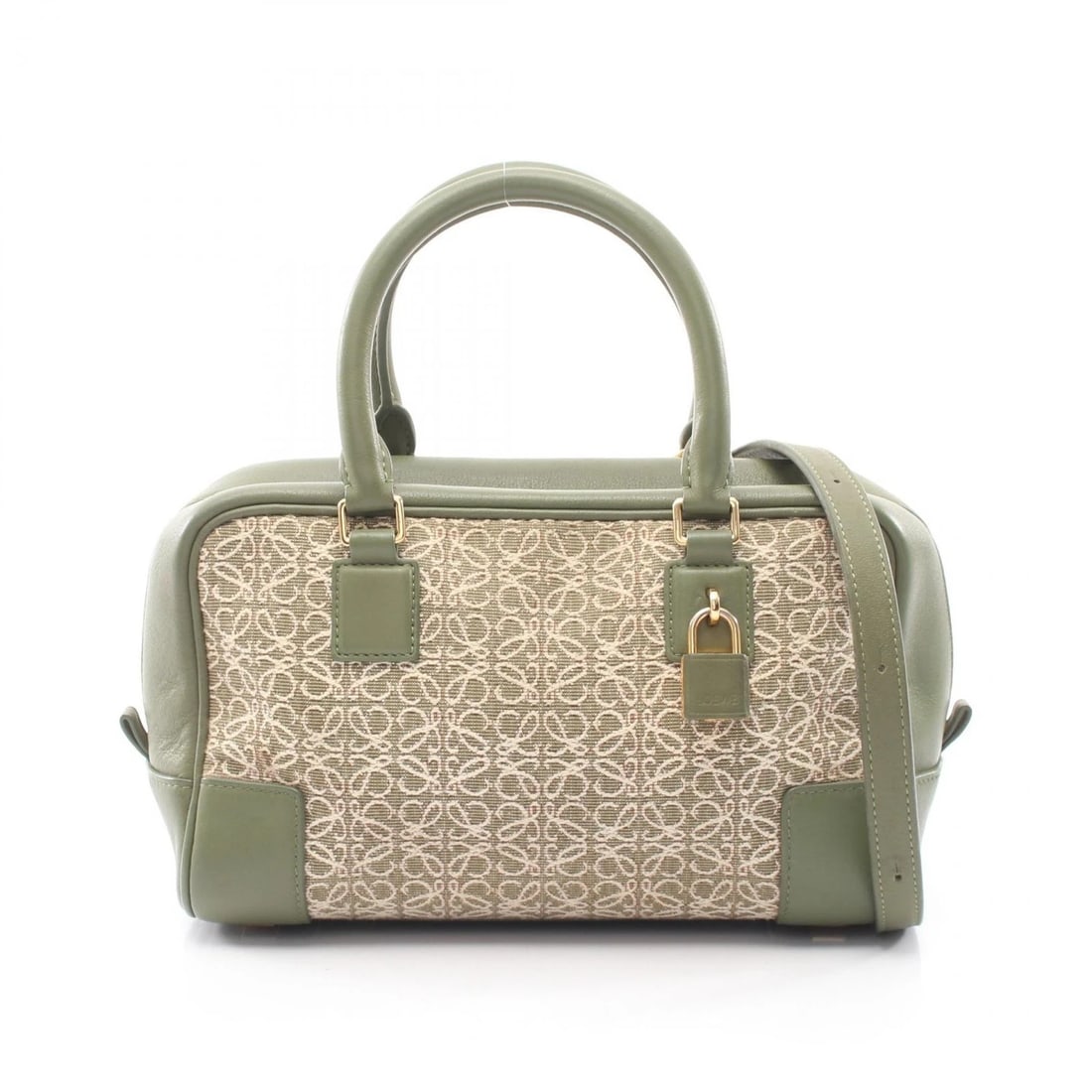 LOEWE 23 REPEAT 2WAY SHOULDER HANDBAG CANVAS LEATHER: LOEWE 23 Repeat 2Way Shoulder Handbag canvas leather Brand: LOEWE Type/Style: Handbag Material: canvas ? leather Color: Khaki?ish colors ? White?ish colors Size: (H:5.5inch x W:9.1inch x D:3.5inch)