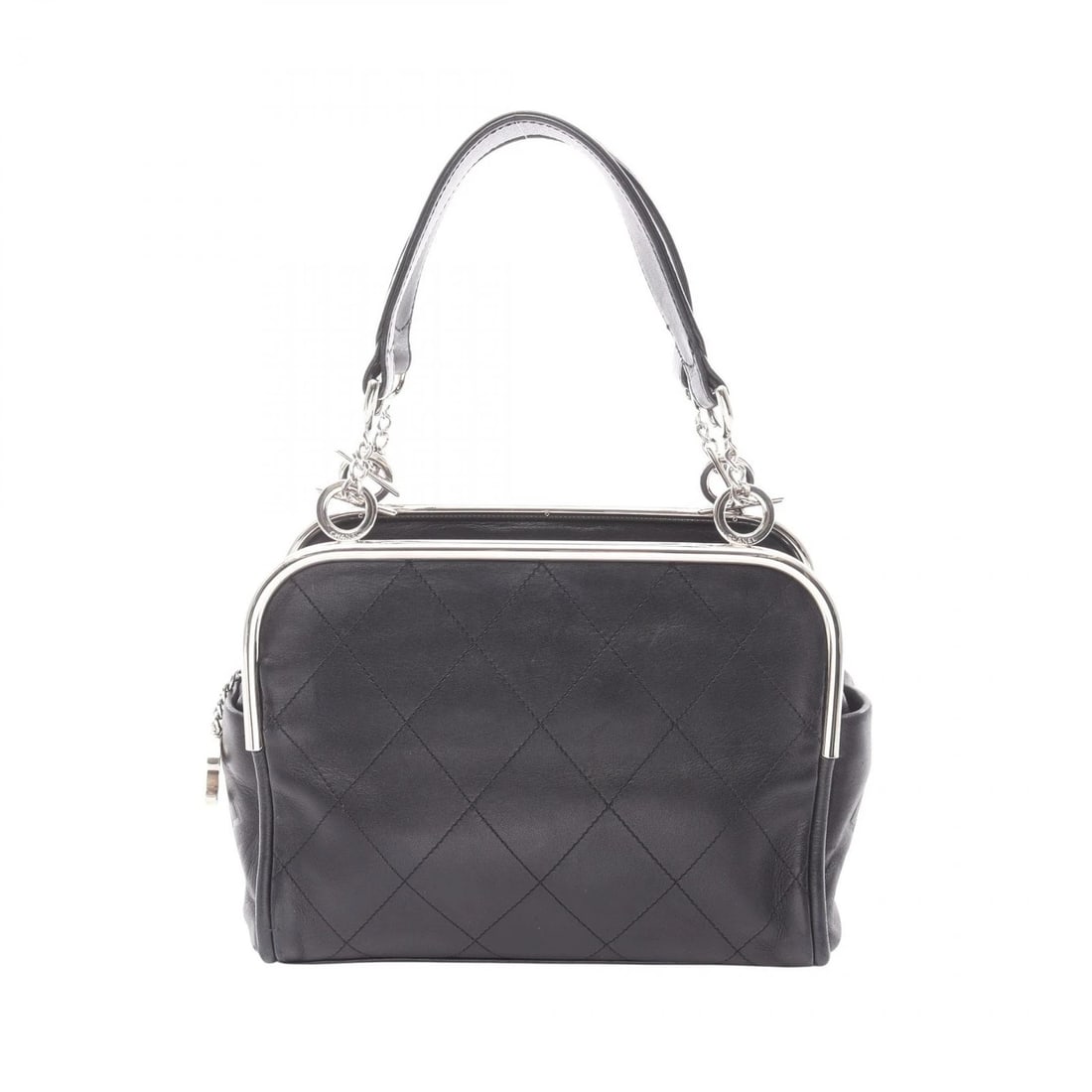 CHANEL MATELASSE ZIPPER HANDBAG: CHANEL Matelasse Zipper Handbag Brand: CHANEL Type/Style: Handbag Material: Lambskin (sheep leather) Color: Black?ish colors Size: (H:6.7inch x W:8.7inch x D:4.7inch) Accessories: None Acc