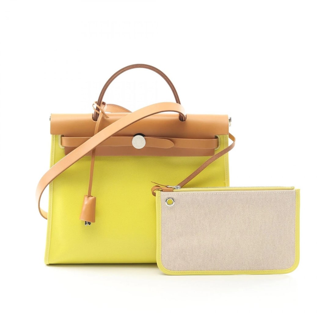 HERMES HERBAG ZIP PM SHOULDER HANDBAG: HERMES Herbag Zip PM Shoulder Handbag Brand: HERMES Type/Style: Handbag Material: Toile H Berline ? canvas ? leather ? Toile H Berline / Vache leather Hunter Color: Lime / Yellow?ish colors ? Brown?is