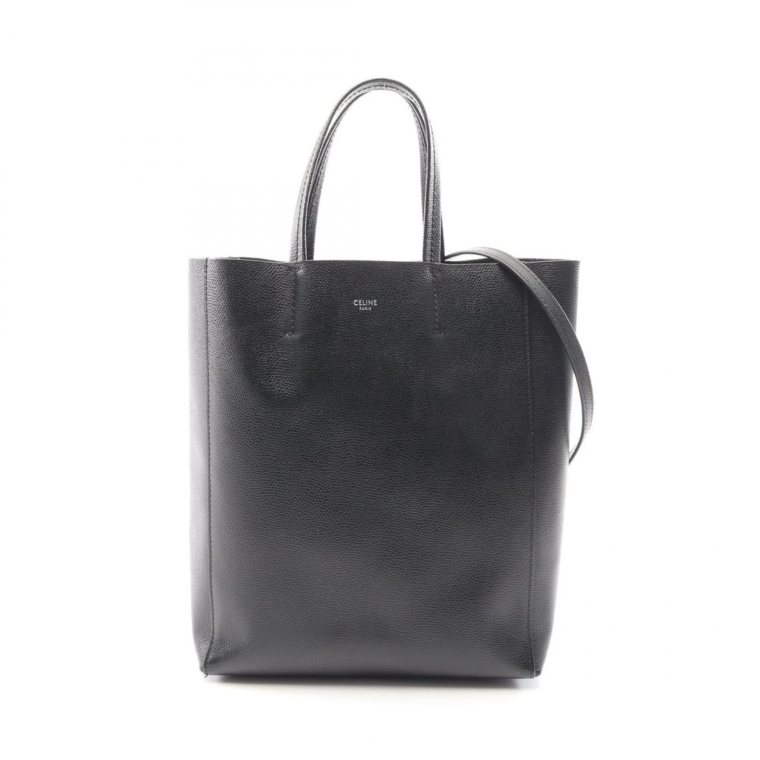 CELINE VERTICAL SMALL CABAS SHOULDER TOTE BAG: CELINE Vertical Small Cabas Shoulder Tote Bag Brand: CELINE Type/Style: Tote Bag Material: leather Color: Black?ish colors Size: (H:11.0inch x W:8.7inch x D:3.9inch) Accessories: None Acce