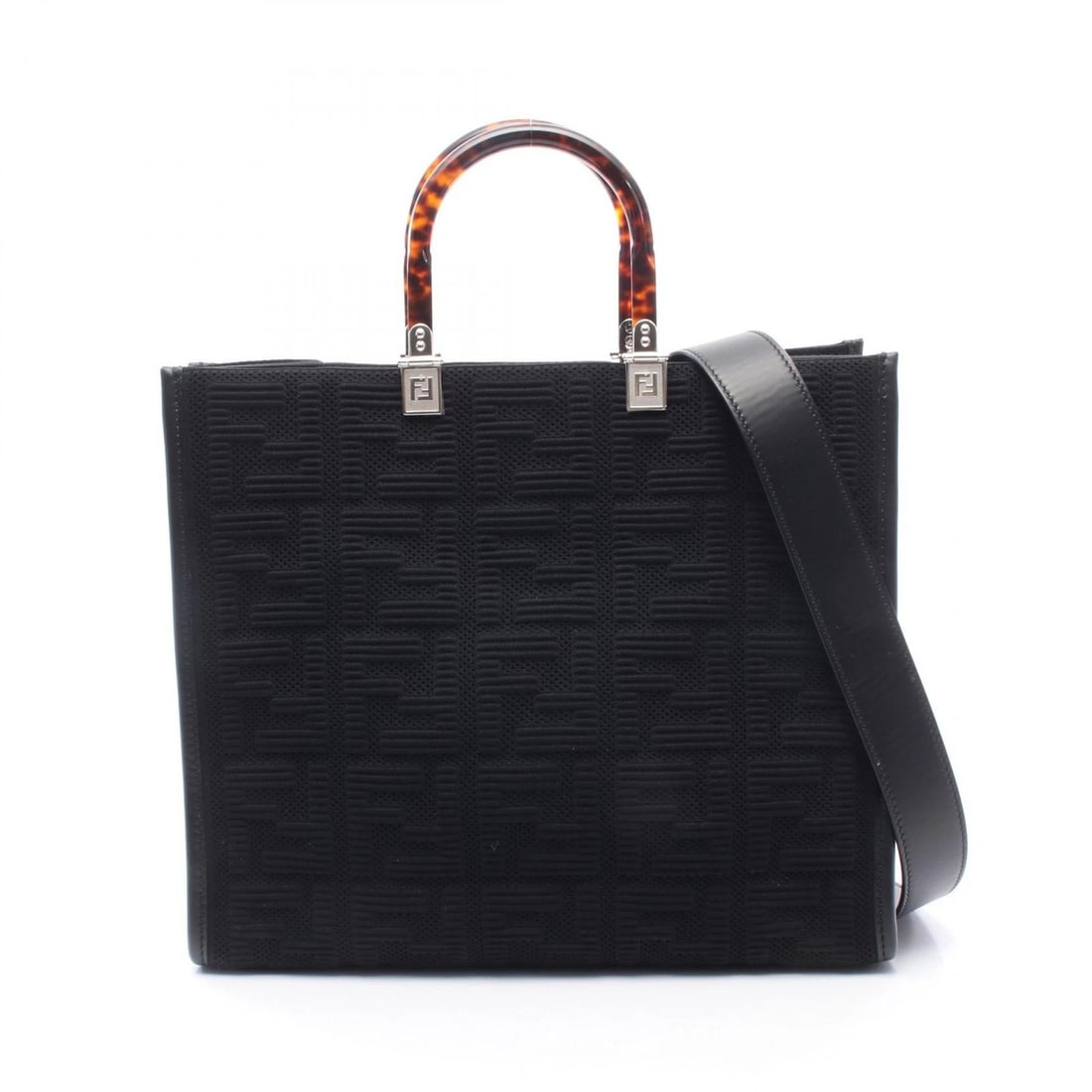FENDI SUNSHINE MEDIUM 2WAY SHOULDER TOTE BAG: FENDI SUNSHINE MEDIUM 2WAY Shoulder Tote Bag Brand: FENDI Type/Style: Tote Bag Material: canvas ? leather Color: Black?ish colors Size: (H:12.2inch x W:14.2inch x D:6.1inch) Accessories: None