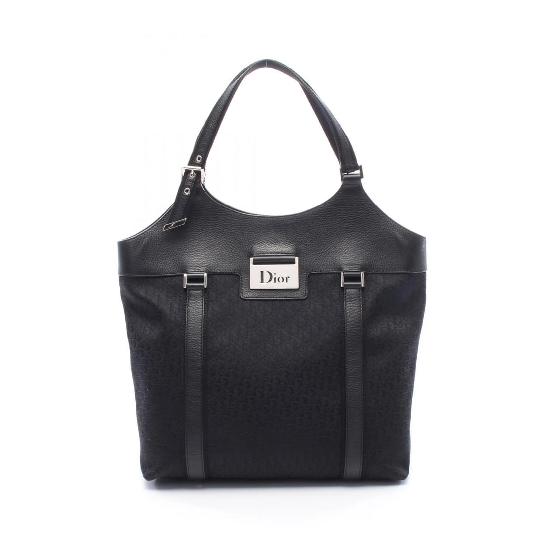 DIOR STREET CHIC TROTTER HAND TOTE BAG CANVAS LEATHER BLACK: Dior Street chic trotter Hand Tote Bag canvas leather Black Brand: DIOR Type/Style: Tote Bag Material: canvas ? leather Color: Black?ish colors Size: (H:12.2inch x W:12.2inch x D:5.1inch)