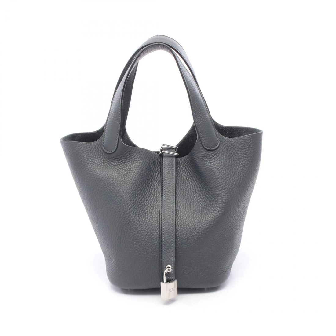 HERMES PICOTIN LOCK PM TOTE HANDBAG CLEMENCE LEATHER: HERMES Picotin Lock PM Tote Handbag Clemence leather Brand: HERMES Type/Style: Handbag Material: Taurillon Clemence ? leather Color: Gray?ish colors Size: (H:7.3inch x W:7.5inch x D:5.3inch) Acces