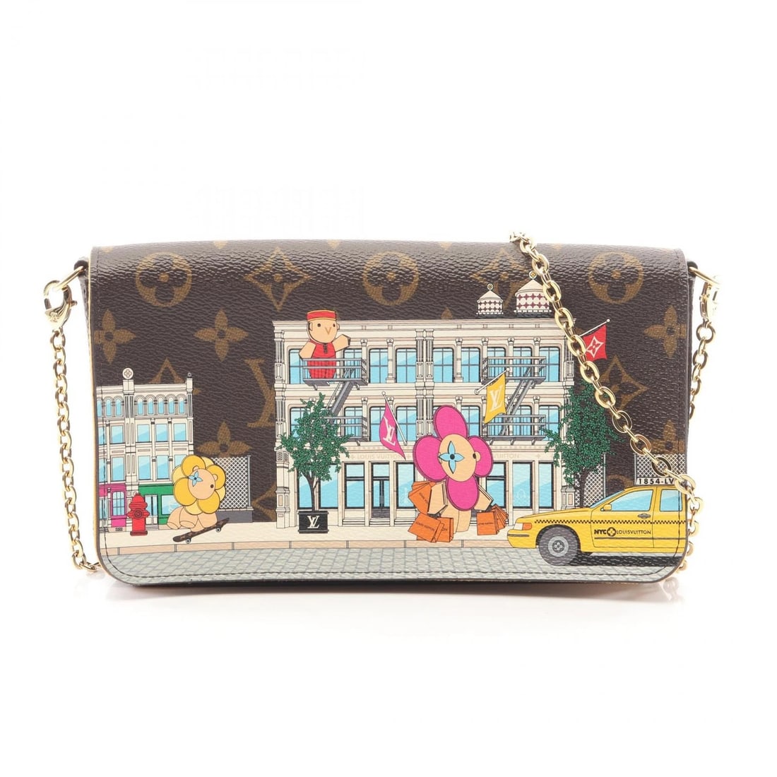 LOUIS VUITTON POCHETTE FELICIE CHAIN SHOULDER CROSSBODY BAG: LOUIS VUITTON Pochette Felicie Chain Shoulder Crossbody Bag Brand: LOUIS VUITTON Type/Style: Shoulder Bag Material: Monogram Vivienne ? PVC coated canvas Color: Brown?ish colors ? Multicolor?ish color
