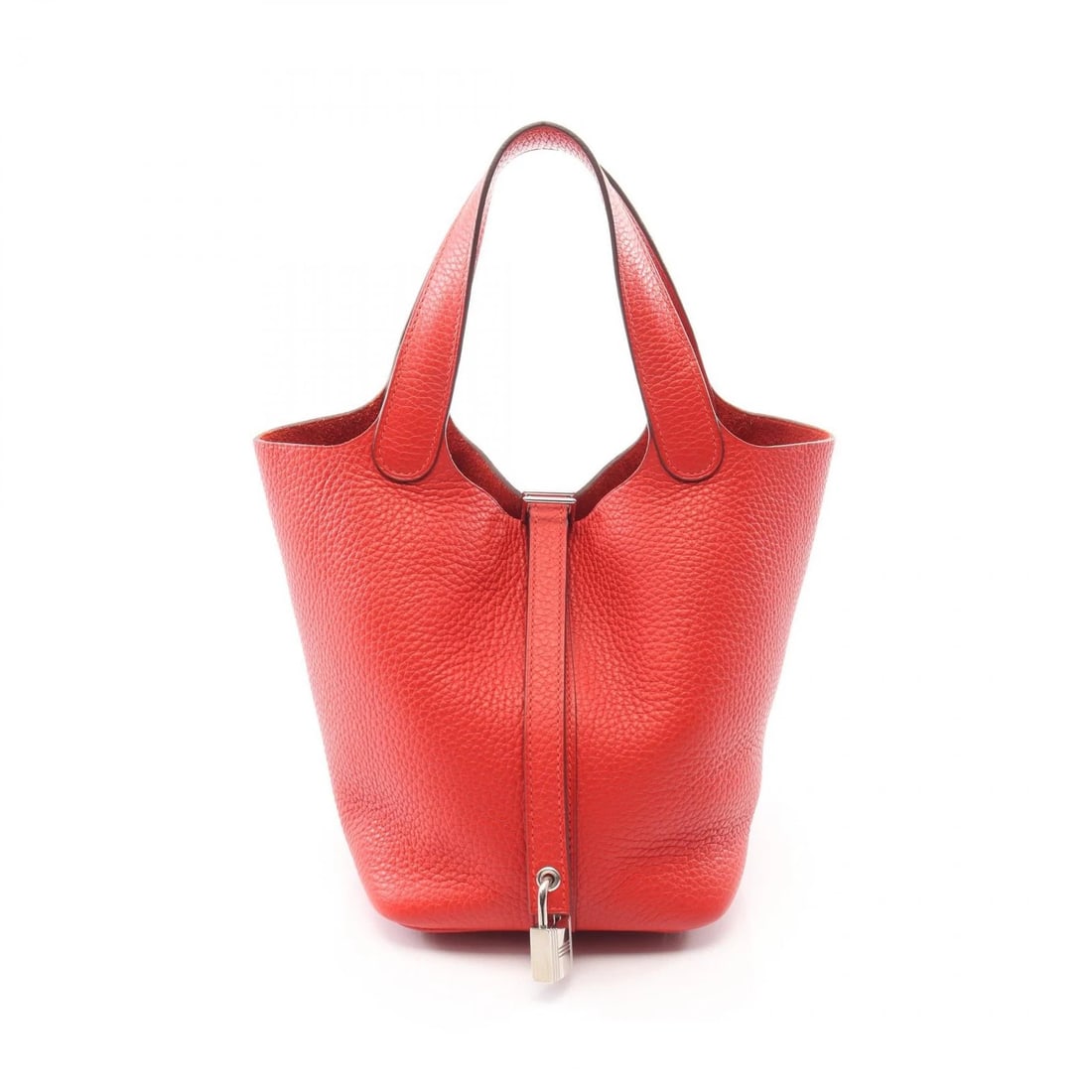 HERMES PICOTIN LOCK PM TOTE HANDBAG: HERMES Picotin Lock PM tote Handbag Brand: HERMES Type/Style: Handbag Material: Taurillon Clemence ? leather ? Taurillon Clemence Color: Rouge tomate / Red?ish colors Size: (H:7.3inch x W:7.5inch x D: