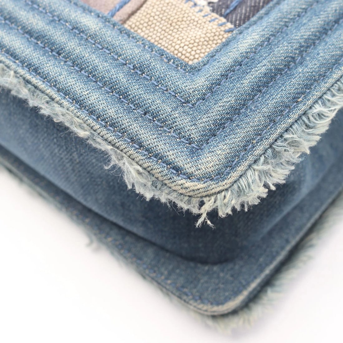 CHANEL BOY PATCHWORK SHOULDER BAG DENIM BLUE MULTICOLOR - 4