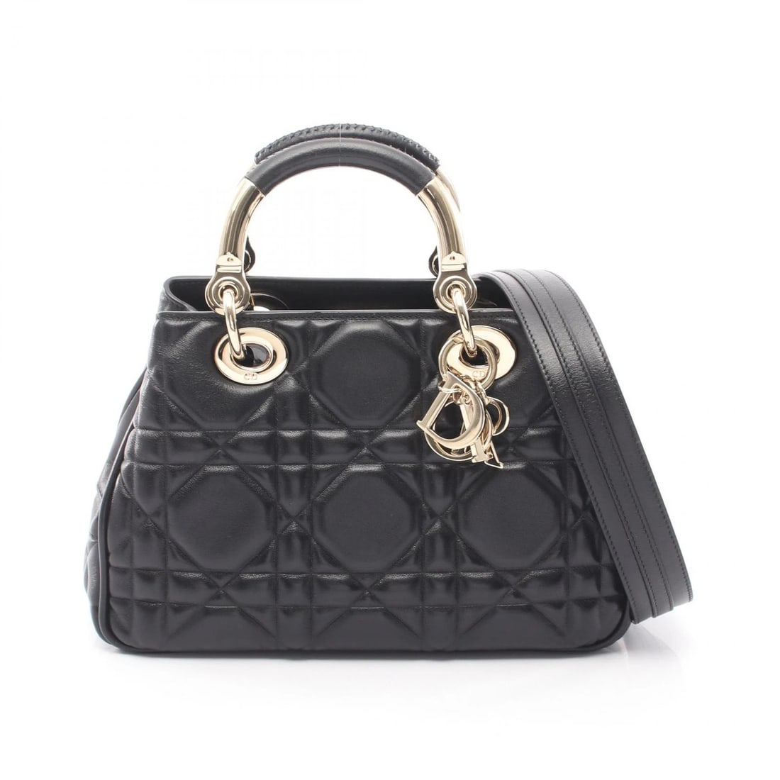 CHRISTIAN DIOR LADY 95.22 SMALL 2WAY HANDBAG: Christian Dior LADY 95.22 Small 2WAY Handbag Brand: DIOR Type/Style: Handbag Material: leather Color: Black?ish colors Size: (H:6.3inch x W:9.8inch x D:3.9inch) Accessories: None Accessori