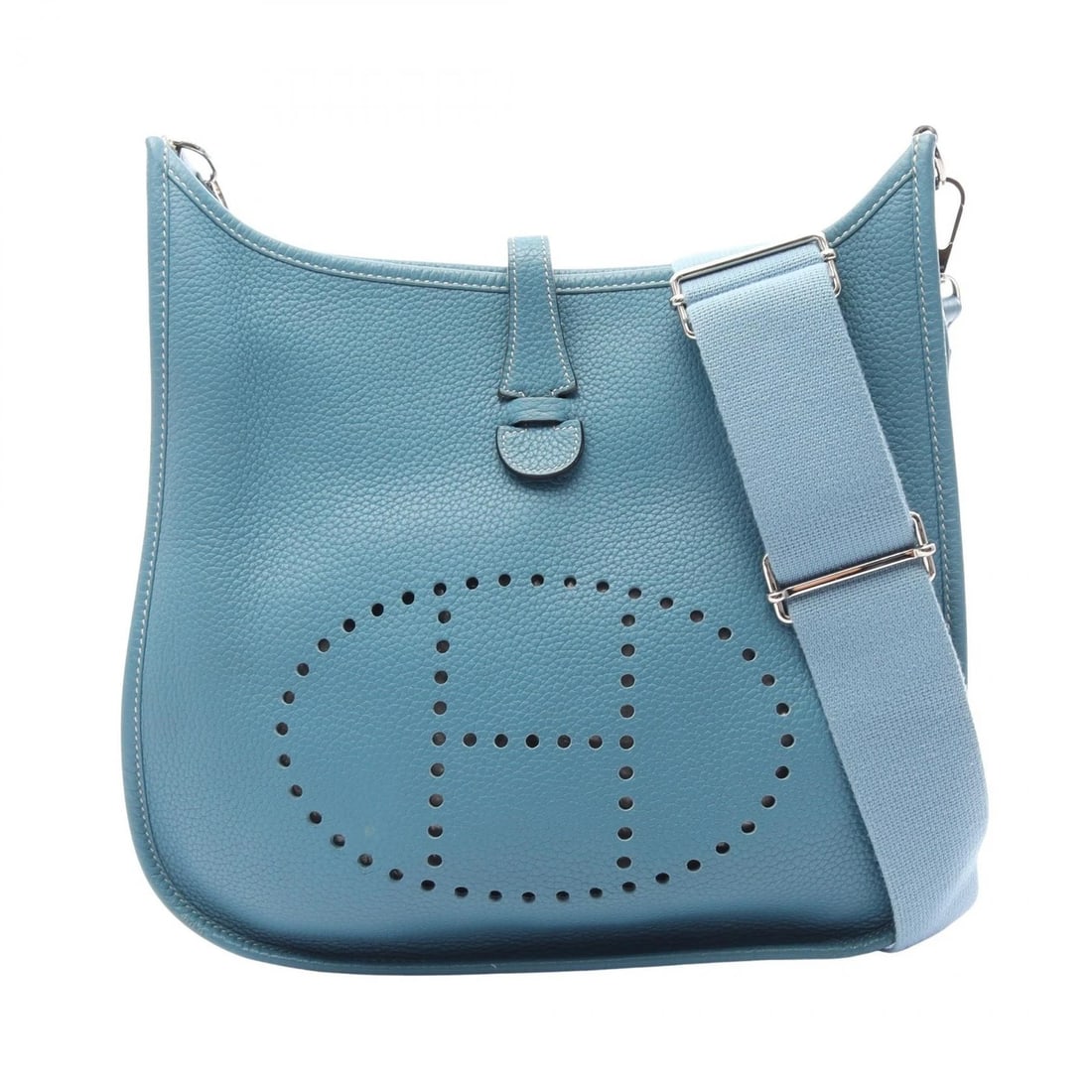 HERMES EVELYNE III PM SHOULDER CROSSBODY BAG: HERMES Evelyne III PM Shoulder Crossbody Bag Brand: HERMES Type/Style: Shoulder Bag Material: Taurillon Clemence ? leather ? Taurillon Clemence Color: Blue jean / Blue?ish colors Size: (H:10.4inch x W